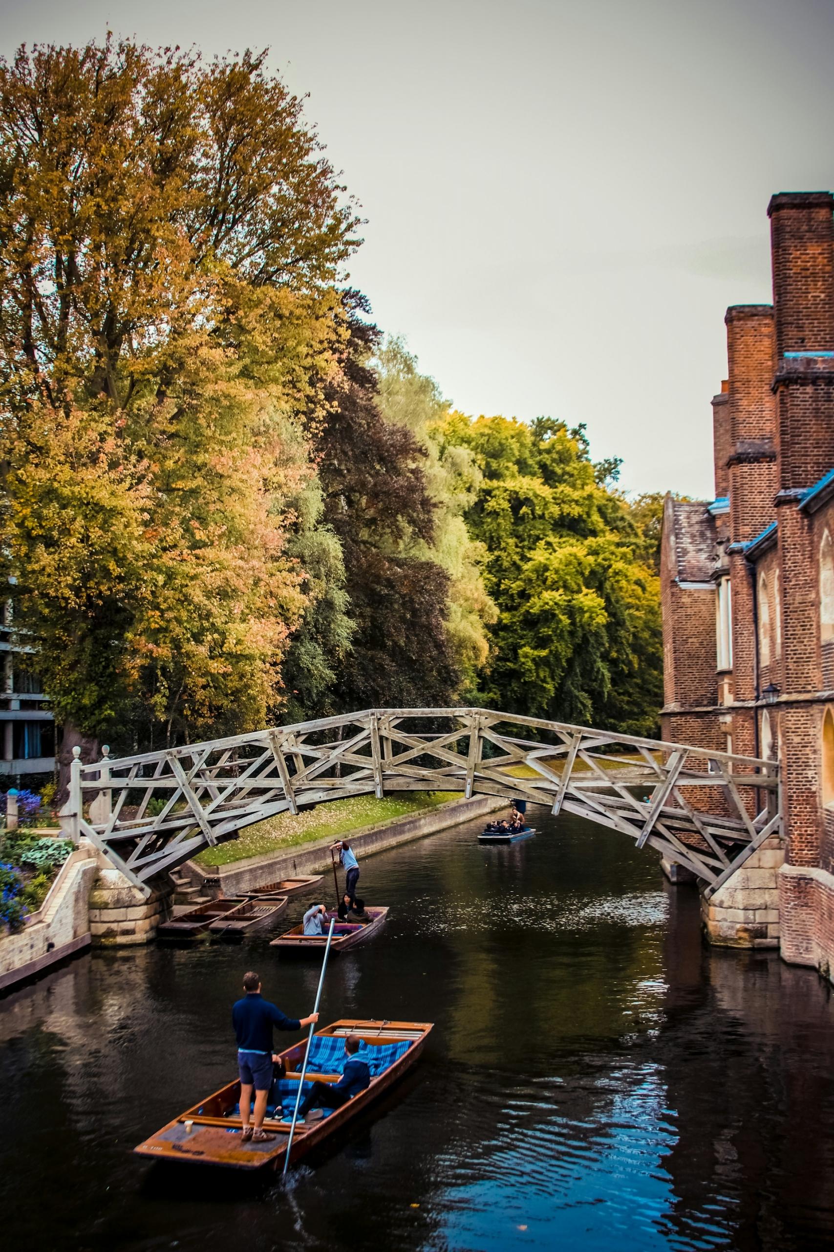 scene of mathematics bridge at the university of cambridge