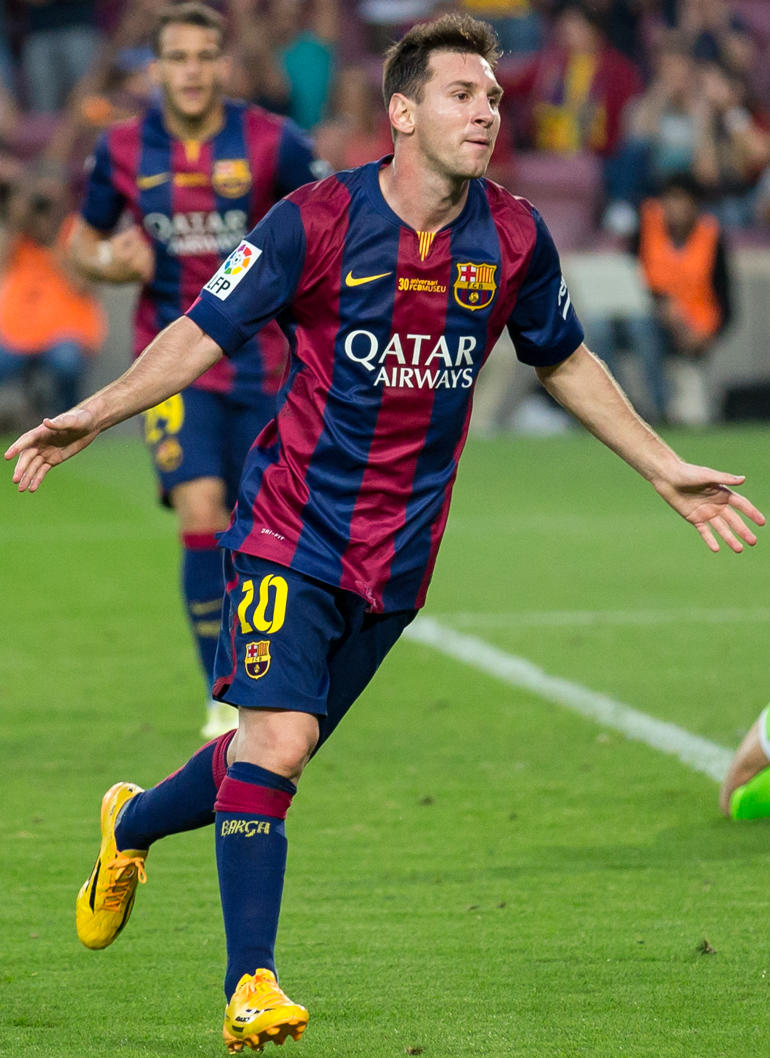 footballer Leo Messi celebrating