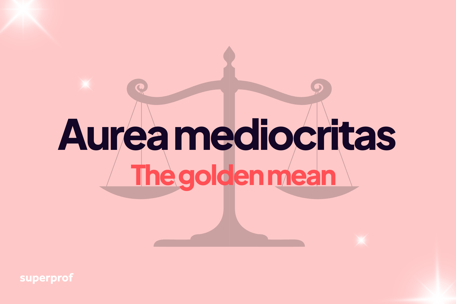 Text reading "Aurea mediocritas" with a scale illustration