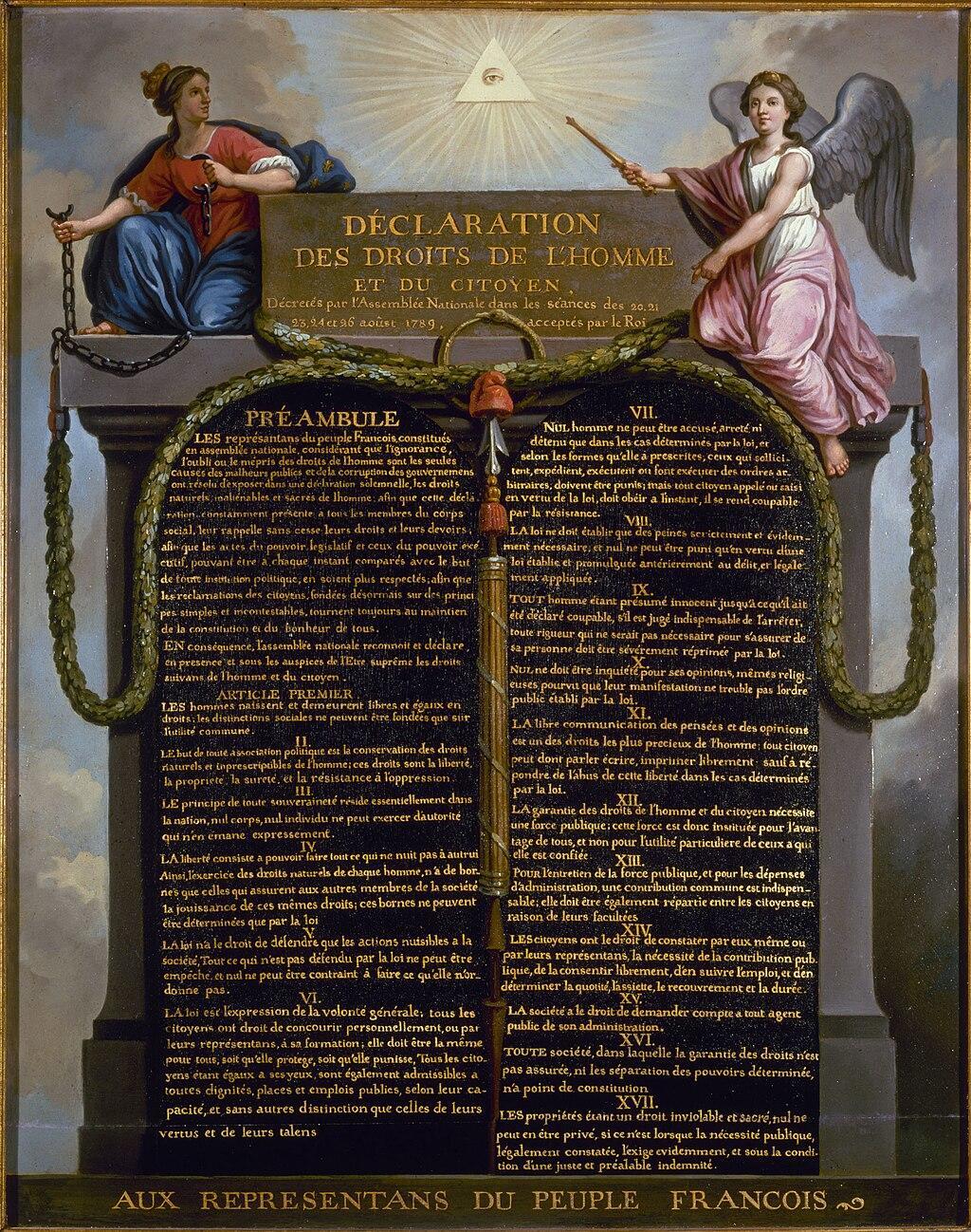 A painting depicting the Declaration of the Rights of Man and of the Citizen