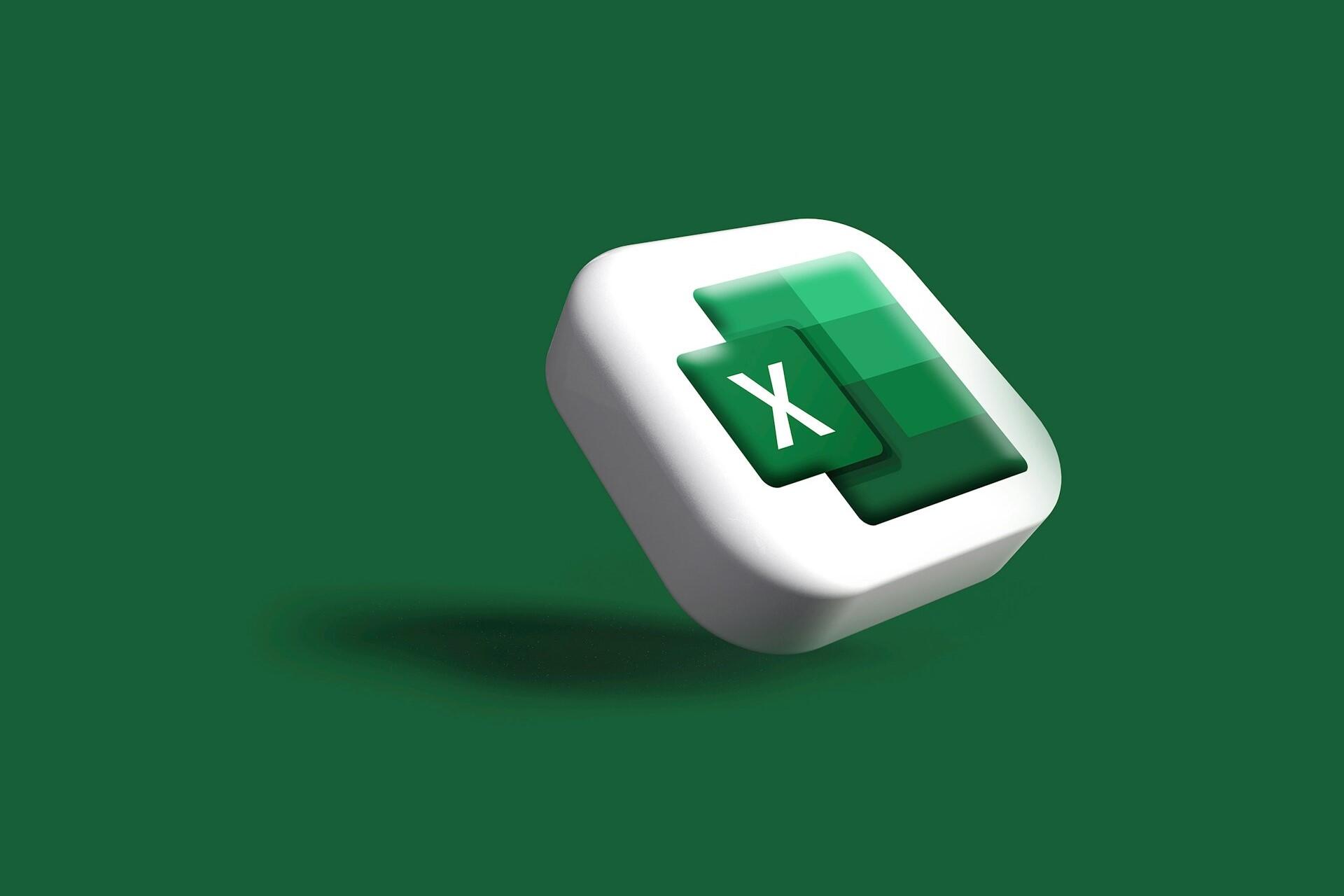 3D Microsoft Excel logo on a green background