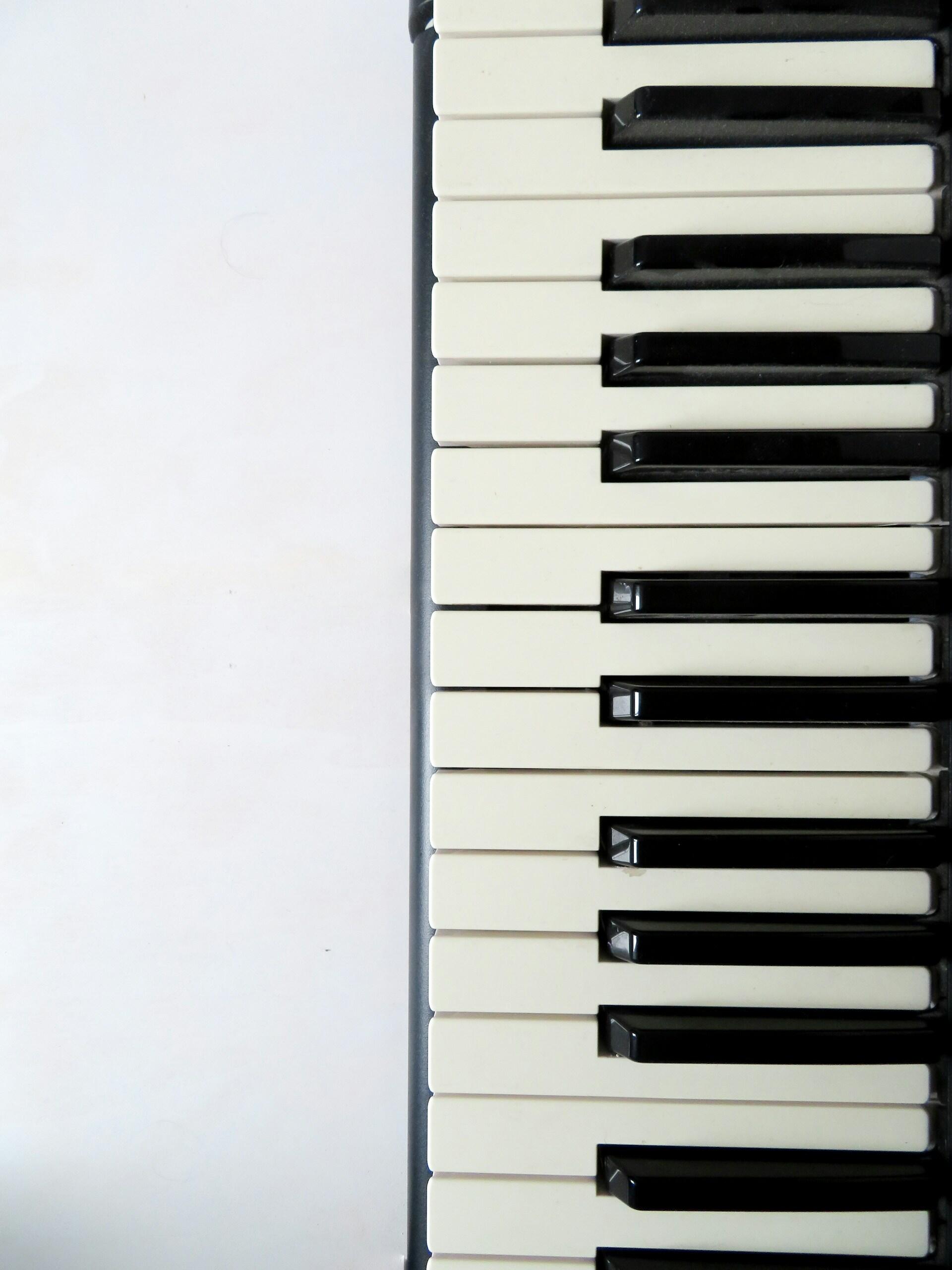 A top-down view of piano keys.