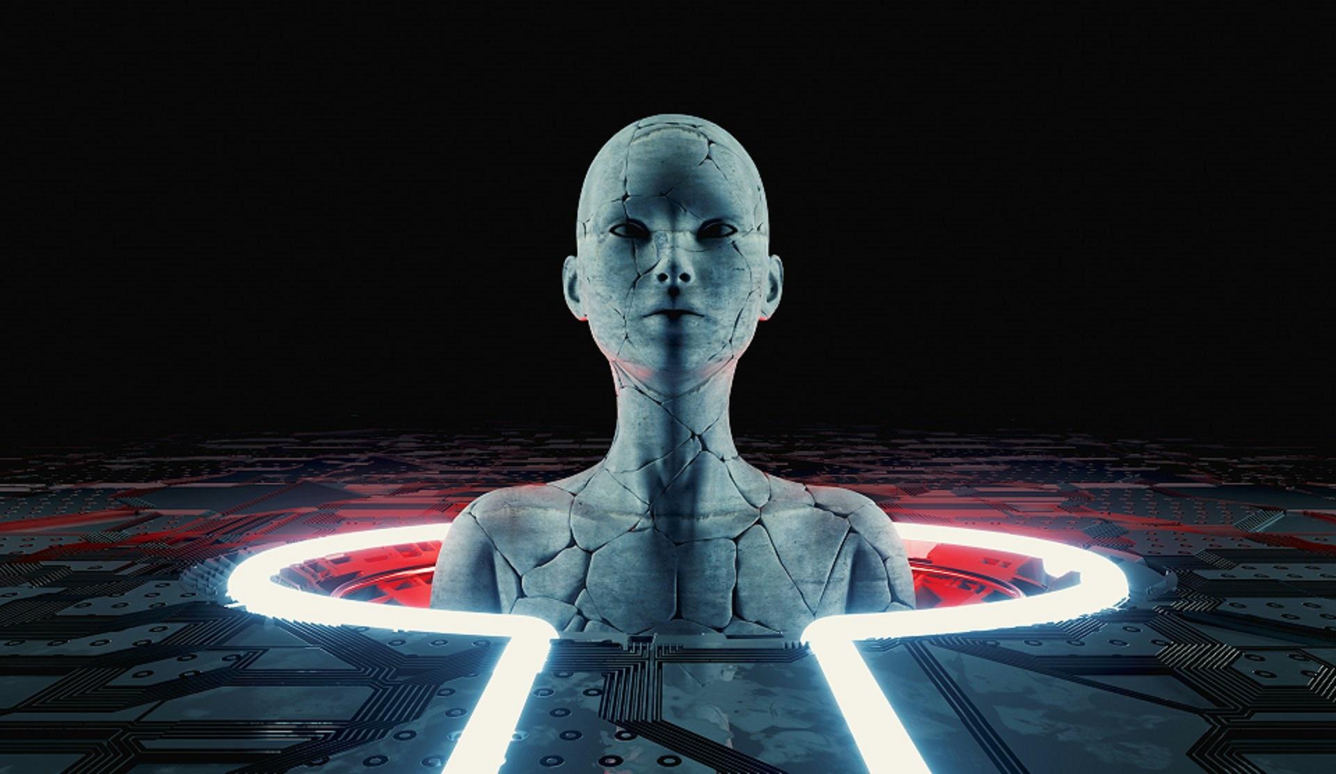 futuristic image of a robot surrounded by a circular light