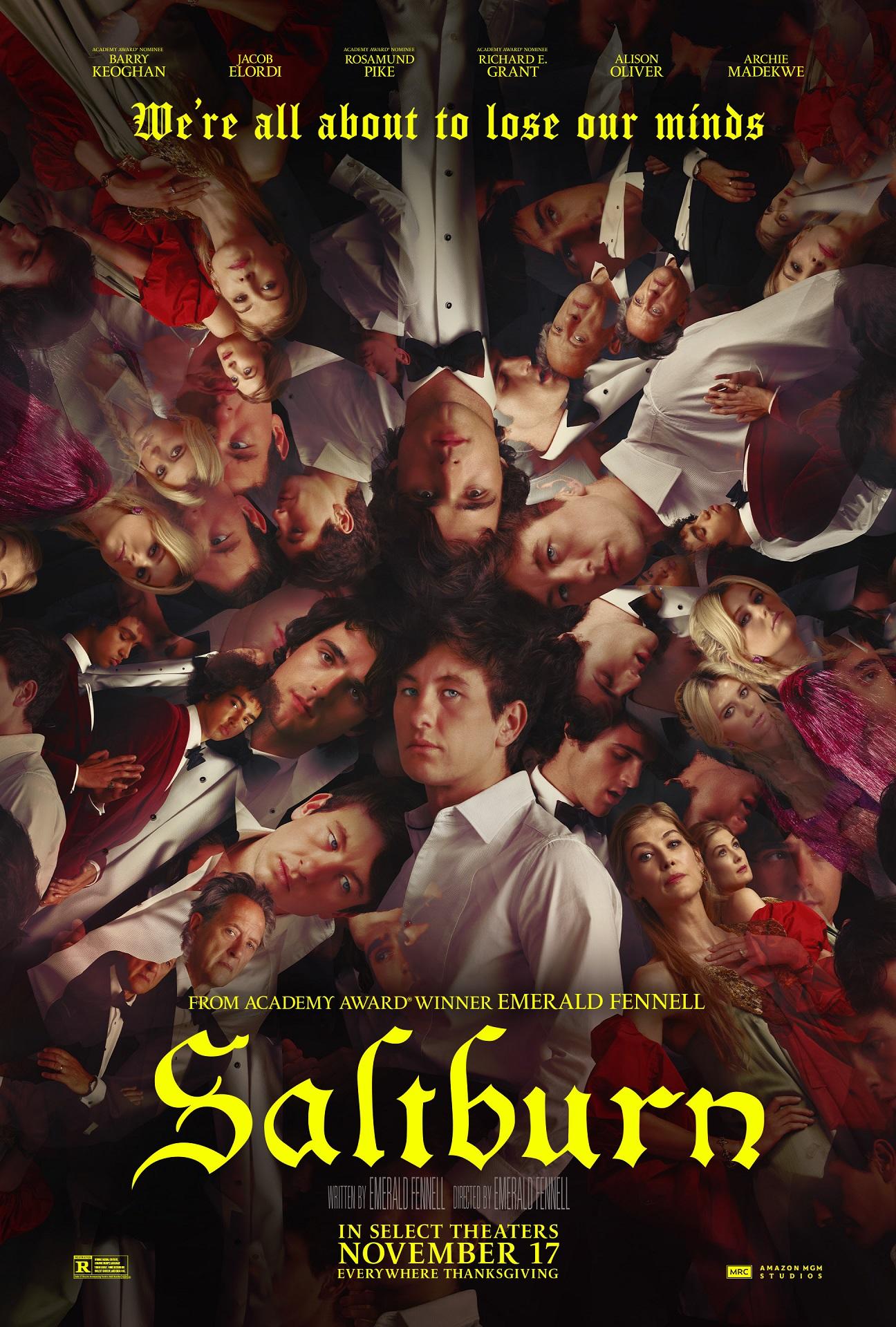 A movie poster featuring many people arranged in a circle around the main character.