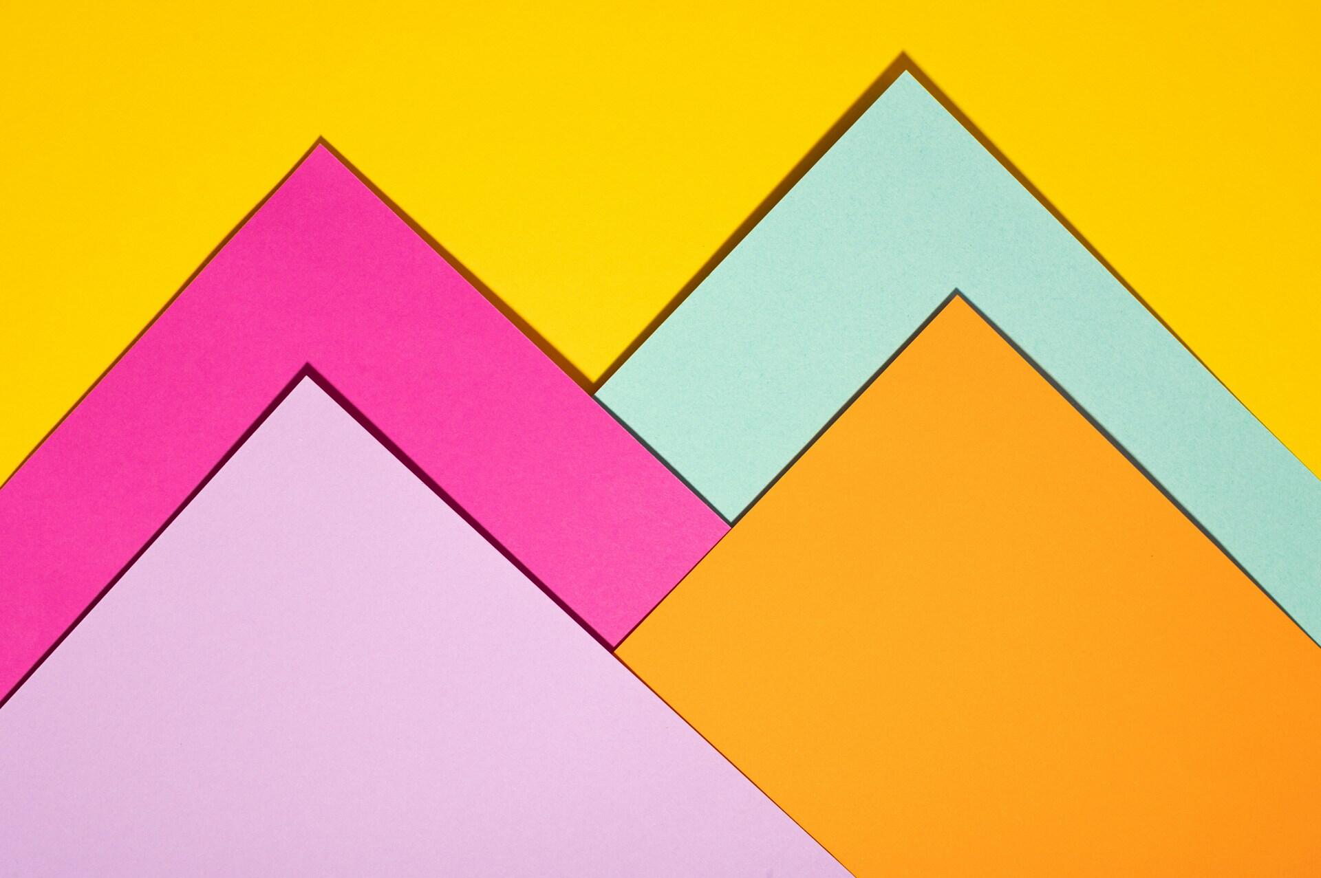 Four different colors featuring triangles and right angles.