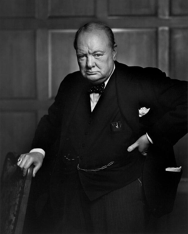 A portrait of the brith prime minister Winston Churchill during the second world war