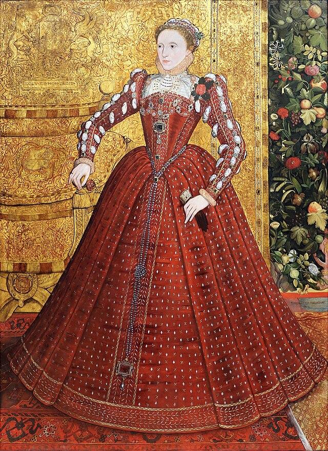 Queen Elizabeth wearing a red dress