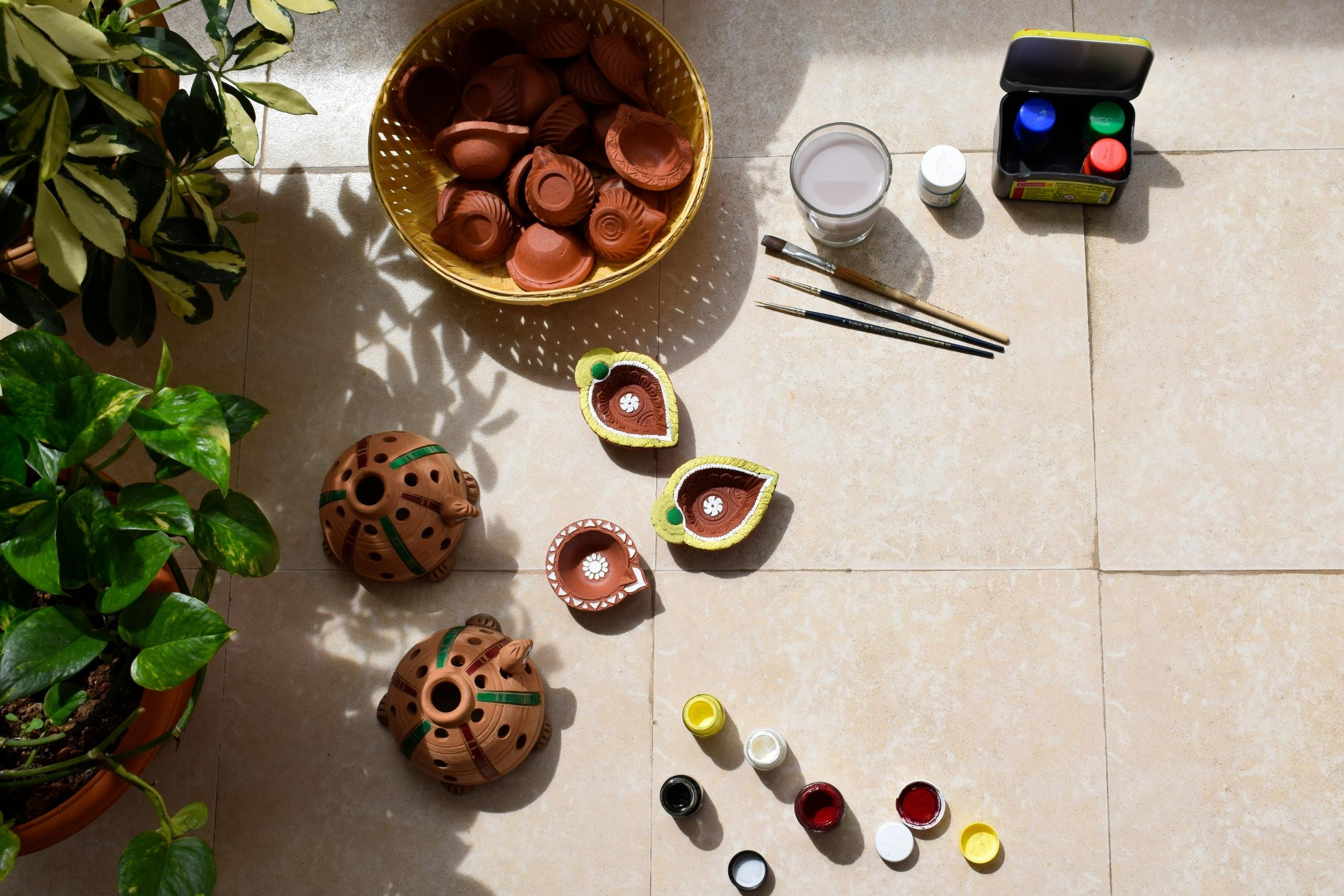 Diwali Handcrafts ideas with clay and paint