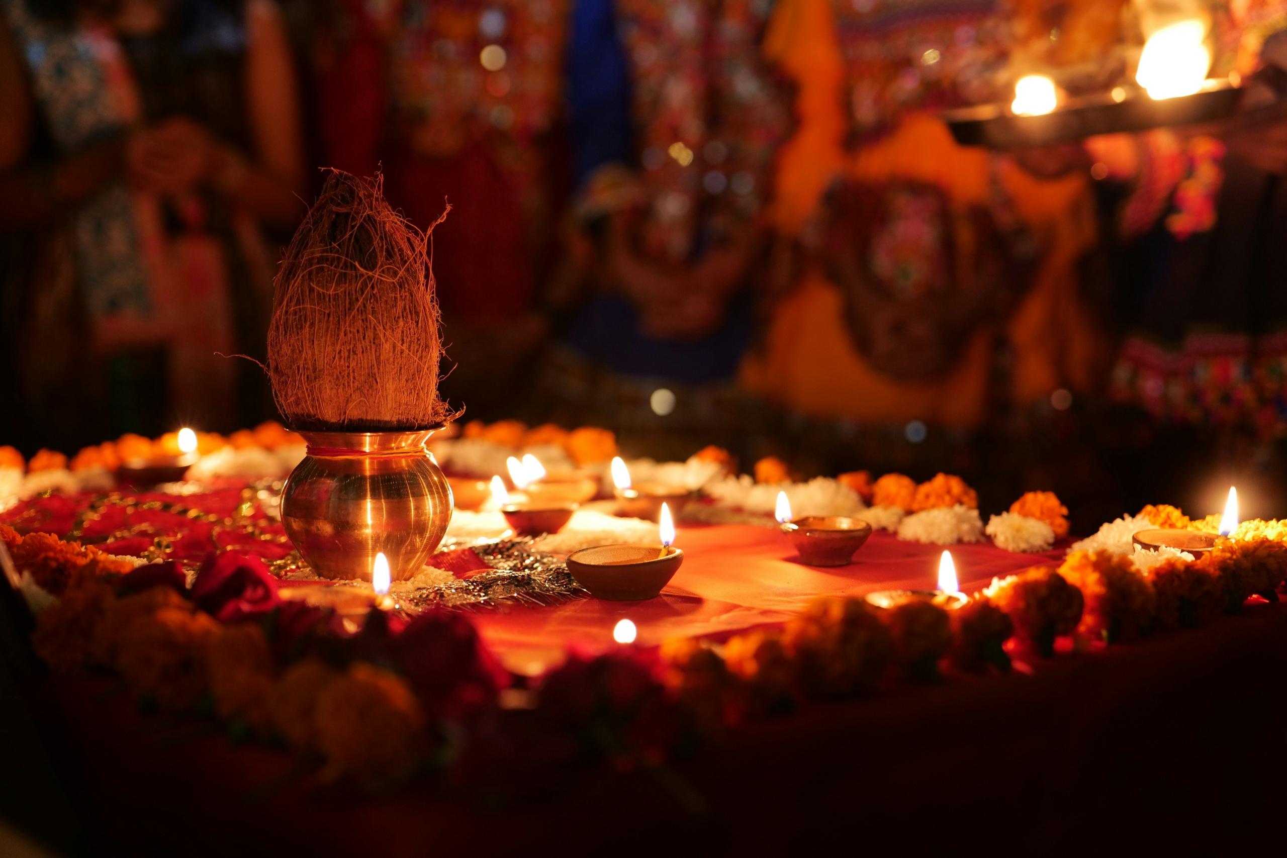 Candles in diwali celebration