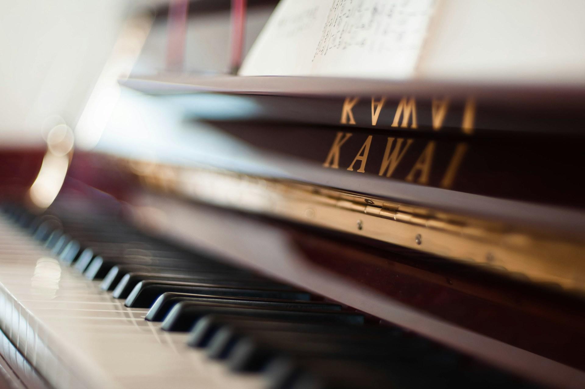 A Kawai piano keyboard.