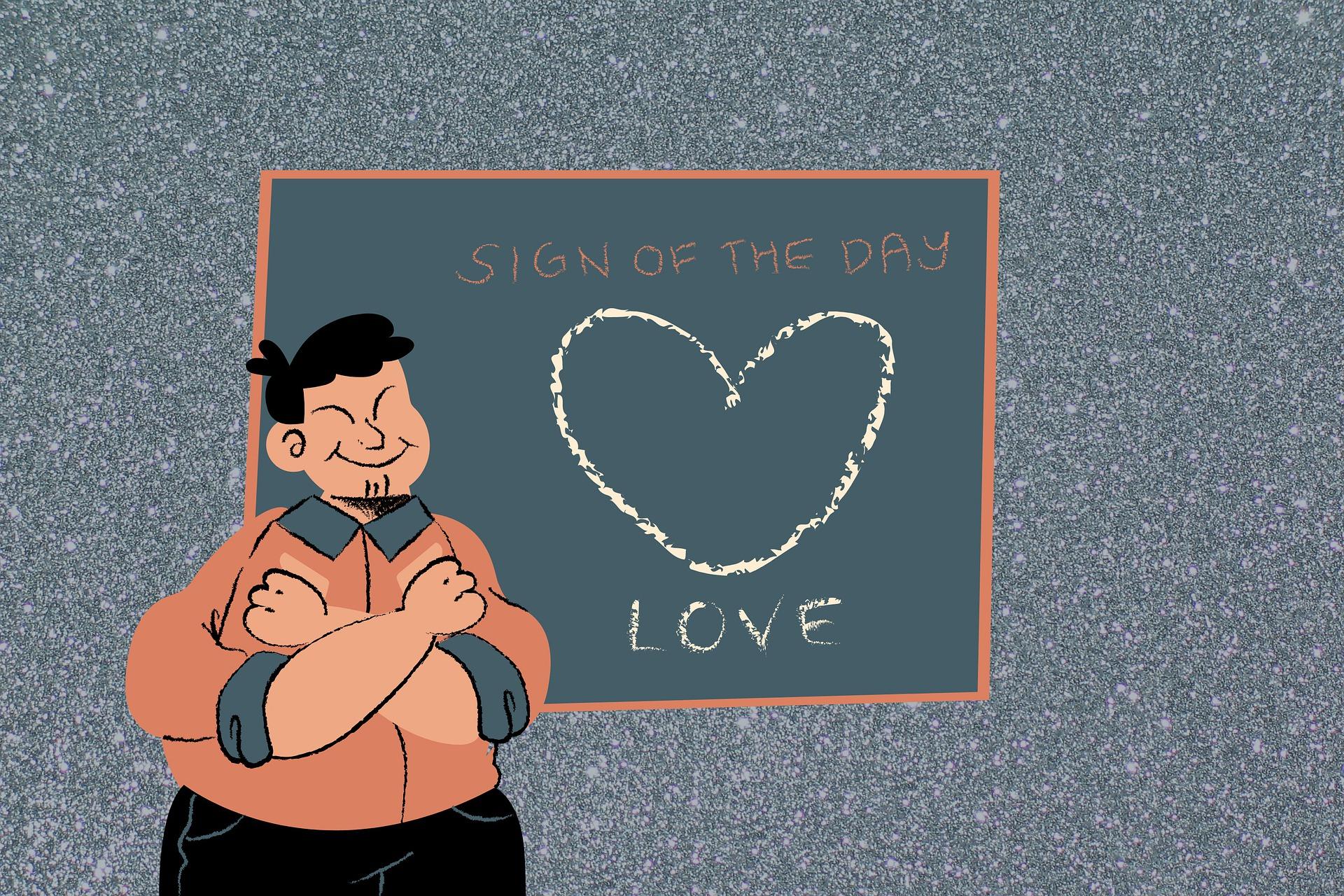 Love in ASL cartoon image.
