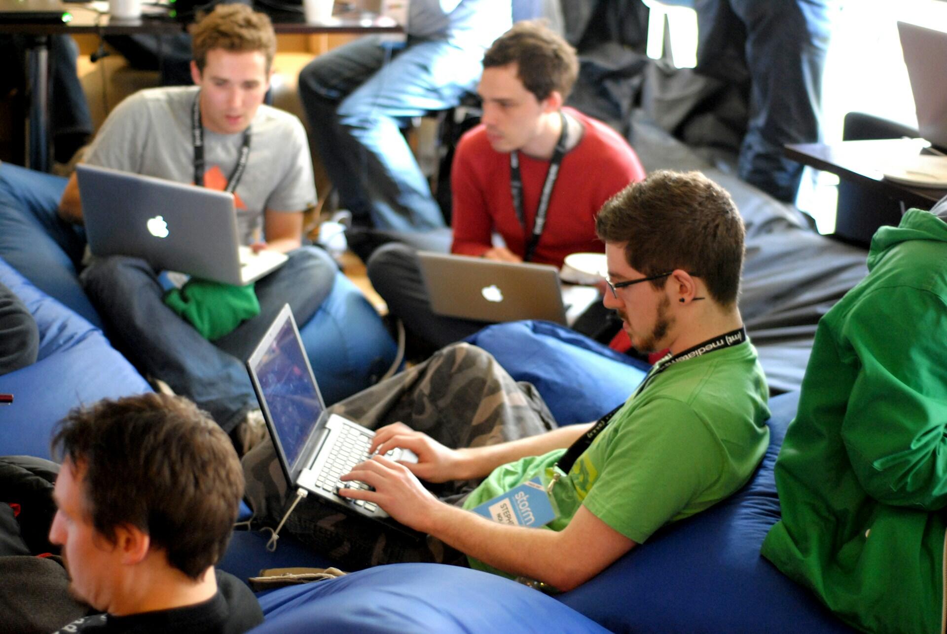 A group of people at a networking event.