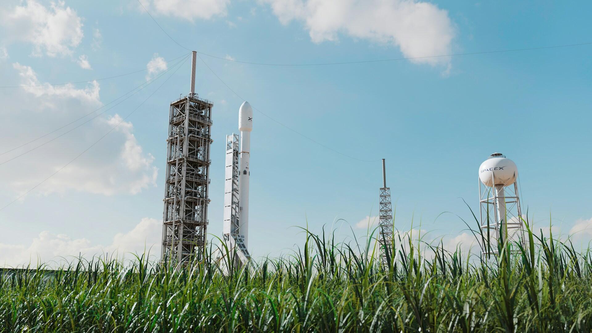 A SpaceX rocket preparing for takeoff.
