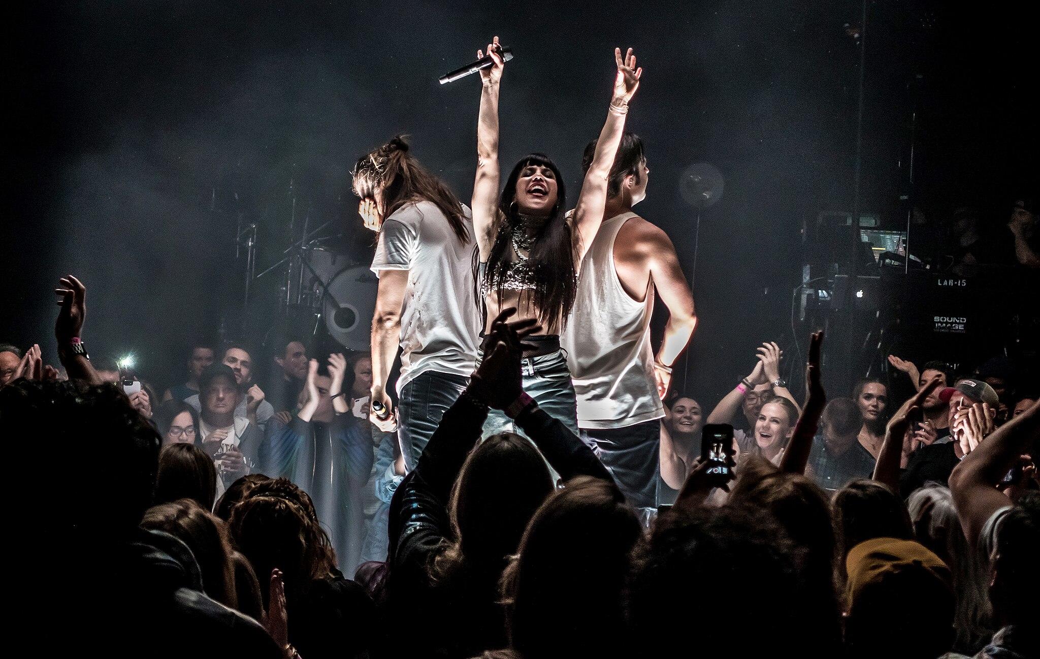 Photo of The Band Perry performing on stage