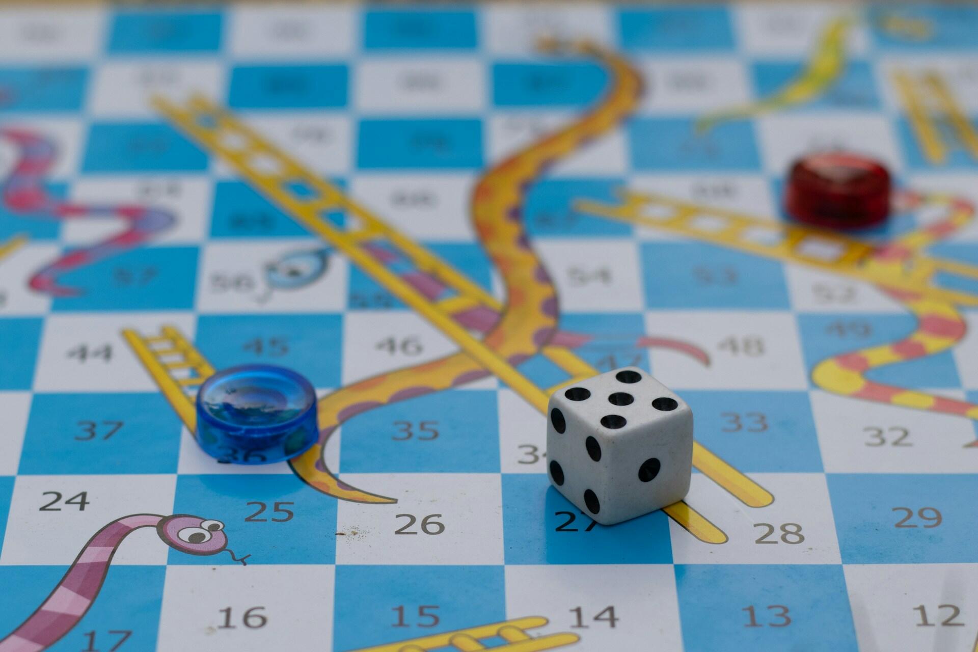 A closeup of chutes and ladders.