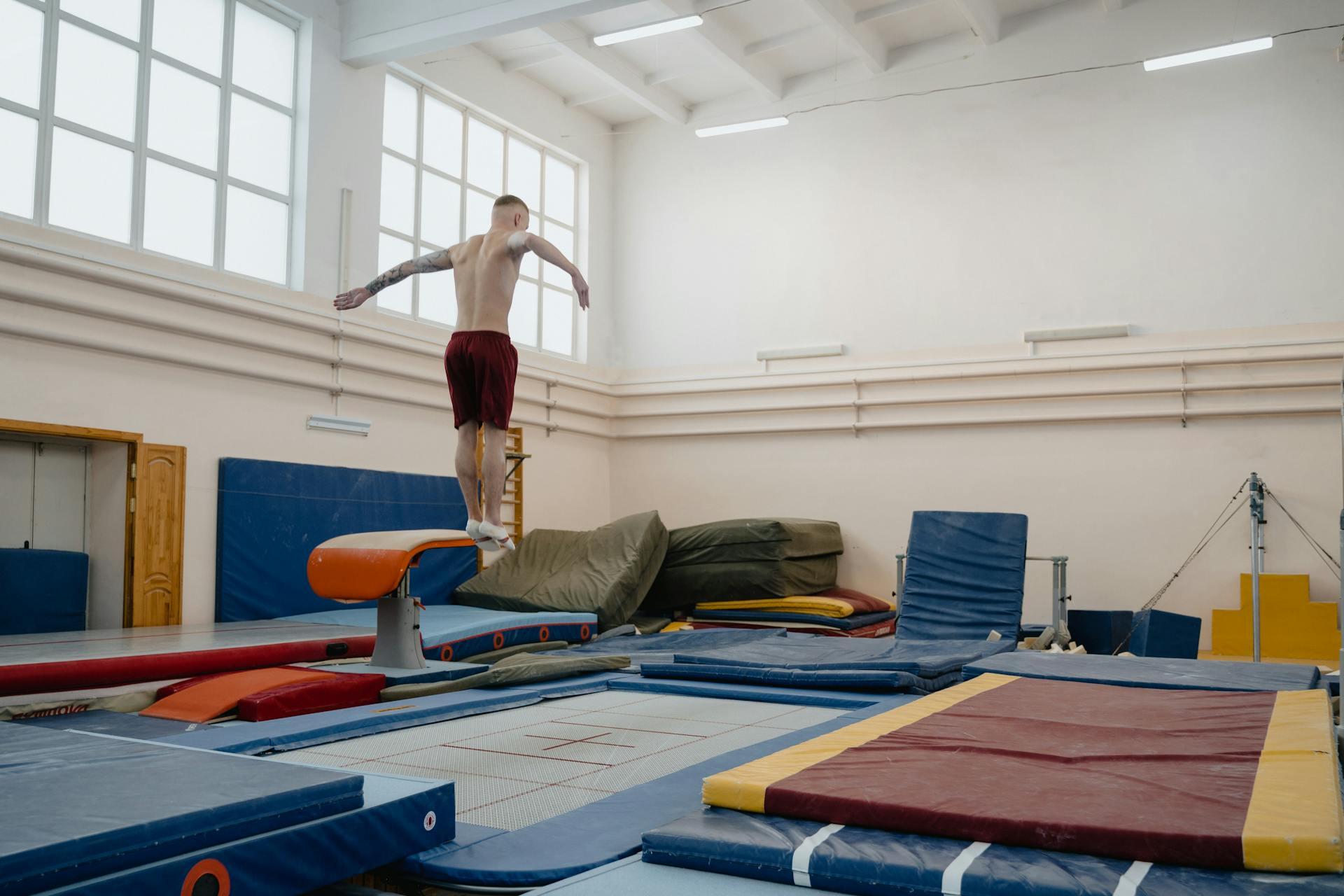 Vault gymnastics training.