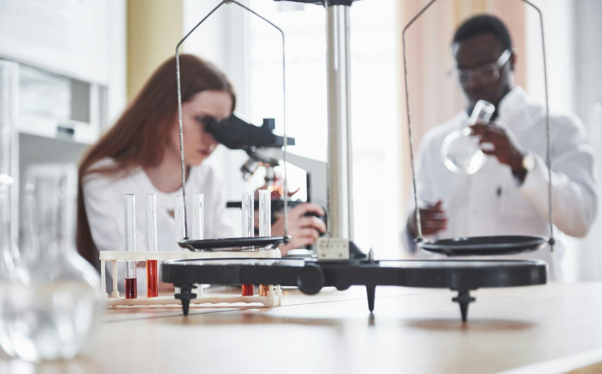 Two people working in a laboratory
