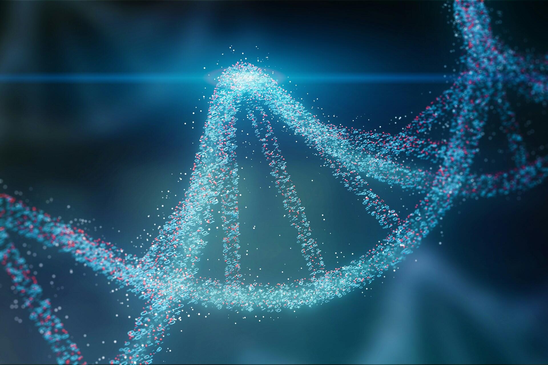 A strand of DNA in blue