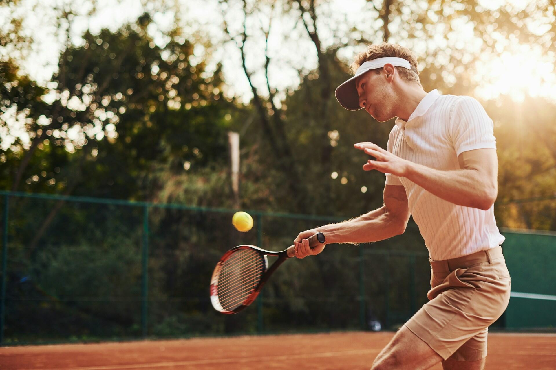 A man playing tennis.