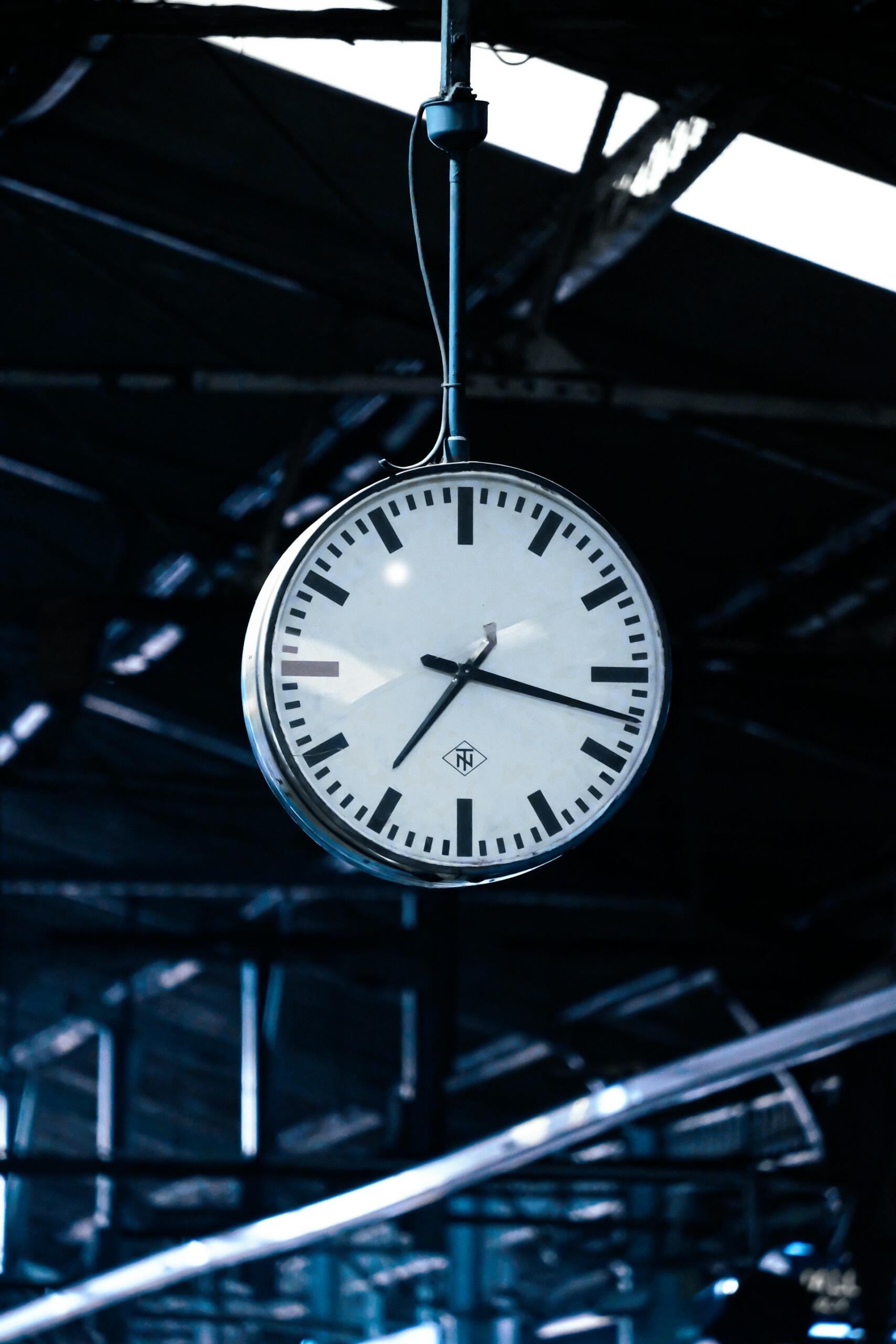 a clock in the train station 
