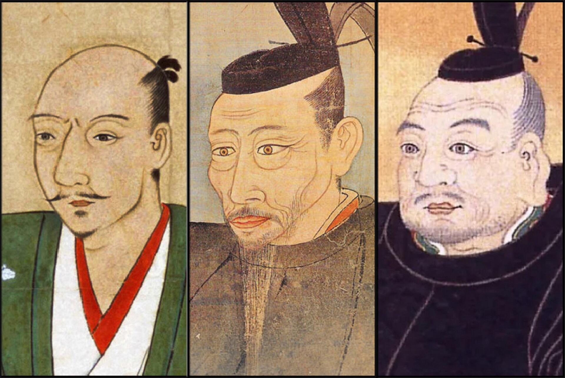 Portraits of Oda Nobunaga, Toyotomi Hideyoshi and Tokugawa Ieyasu