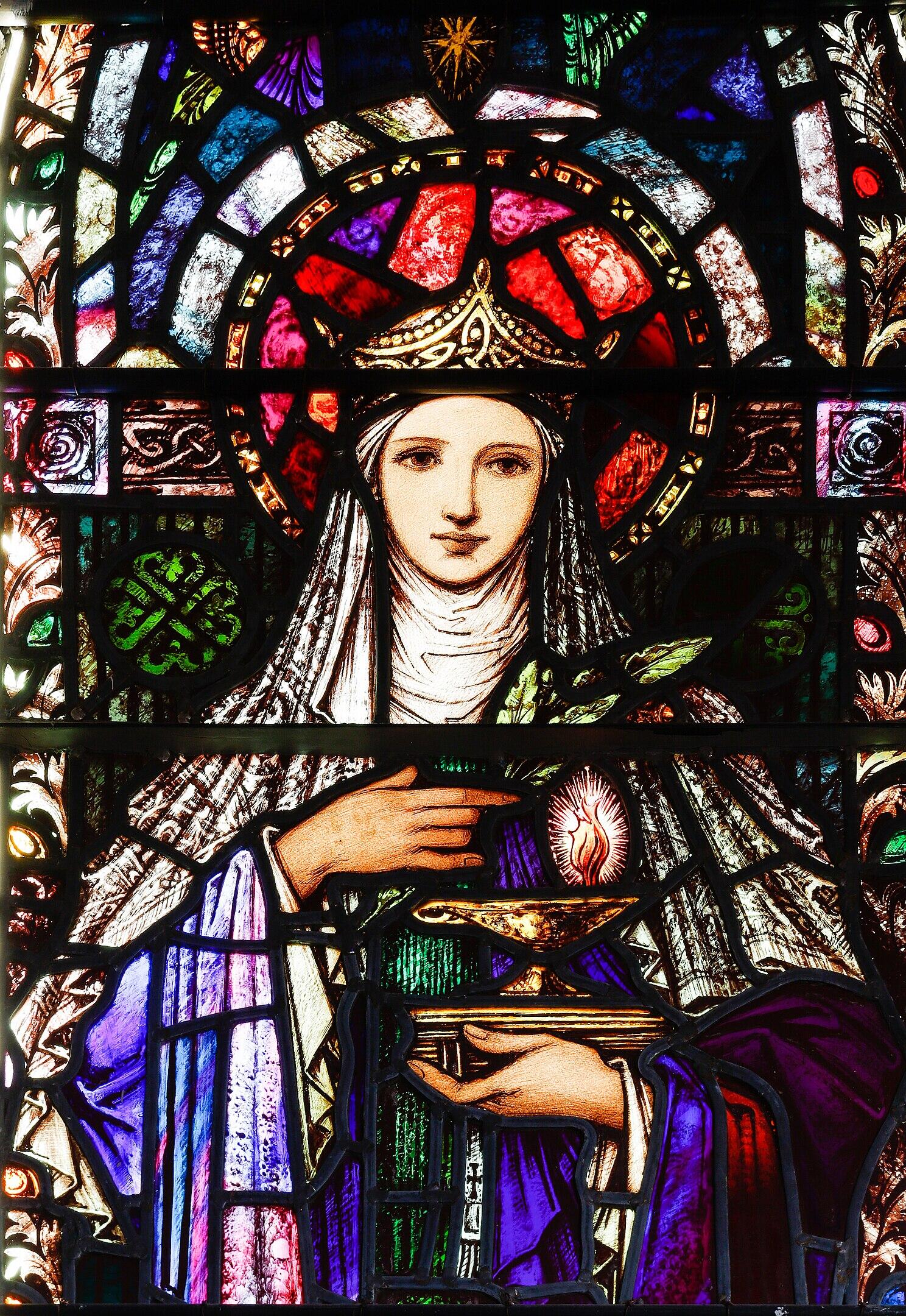 Brigid of Kildare in stained glass.