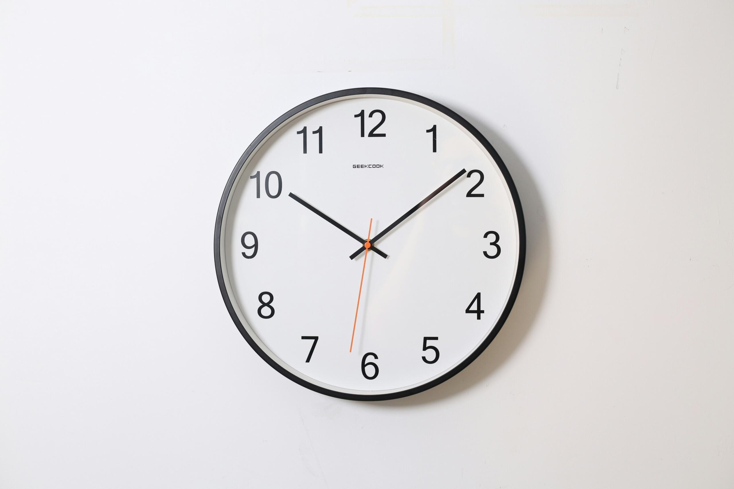 A clock against a white background 
