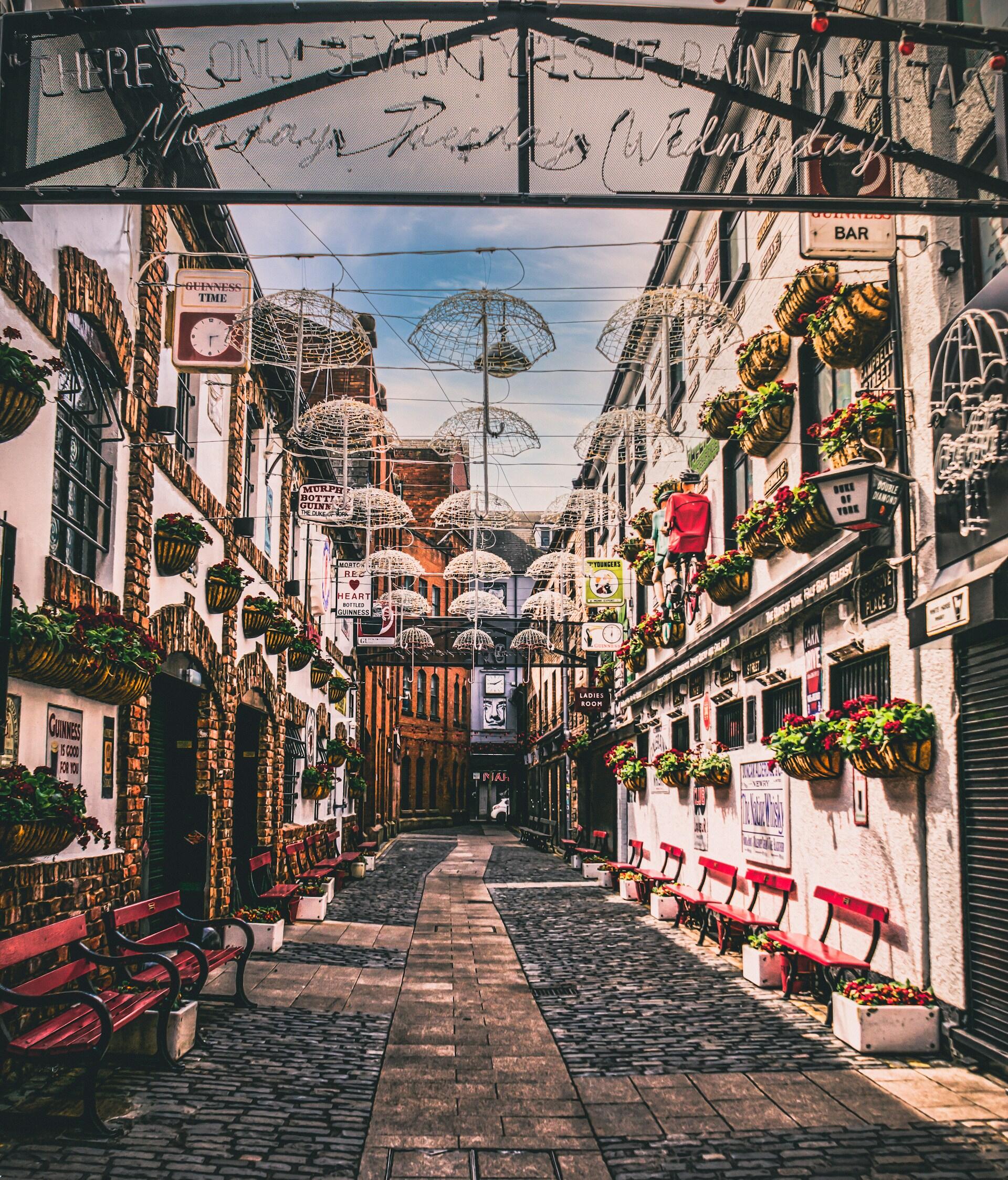 A deserted alleyway on a sunny day.
