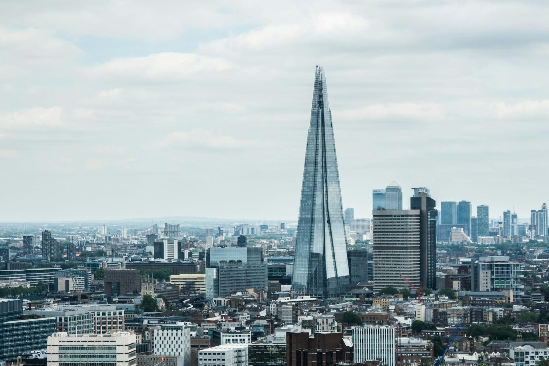 A view of The Shard and other buildings in London.