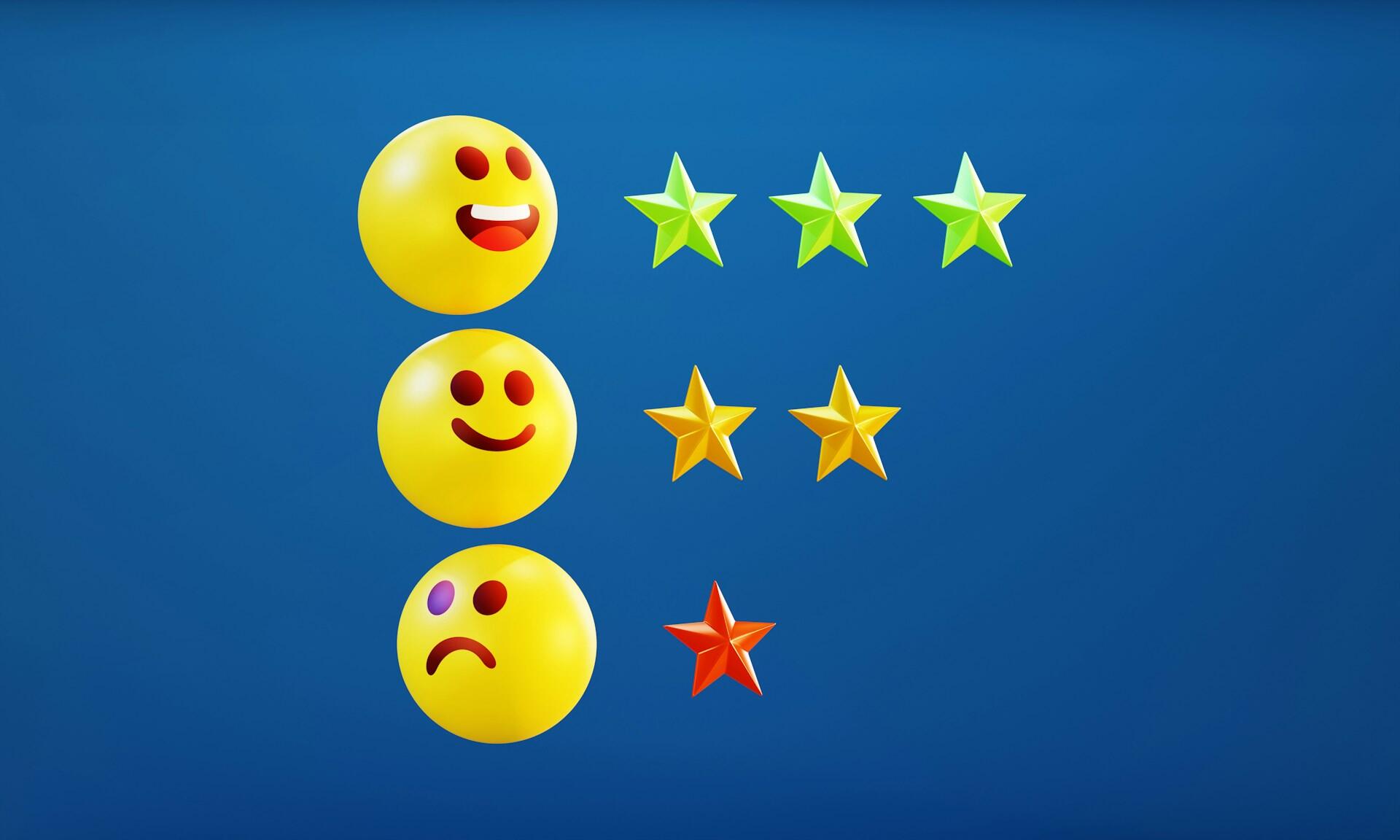 Emojis representing degrees of satisfaction.