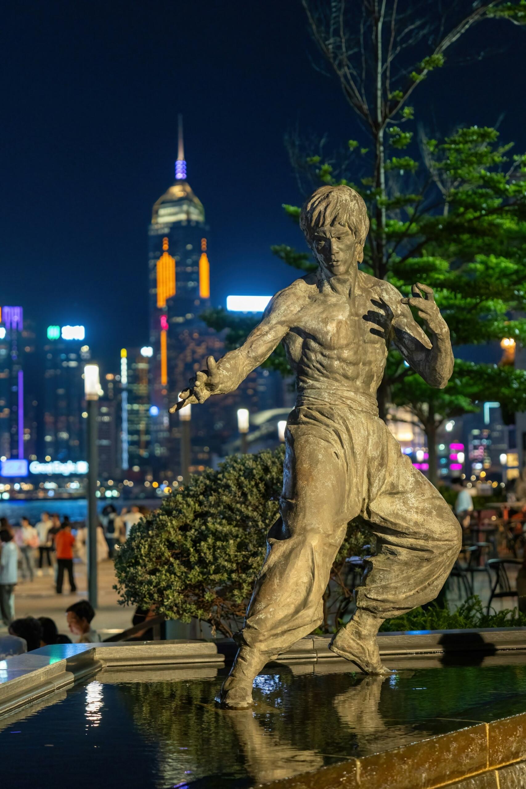 A statue of Bruce Lee.