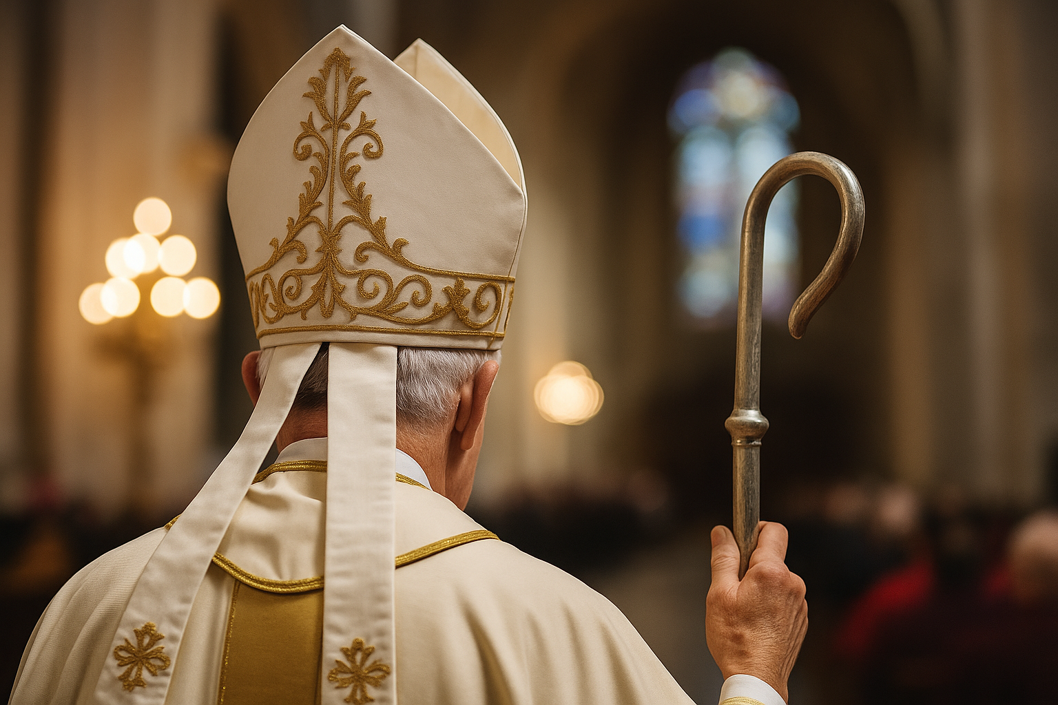 A Pope in their white outfit.