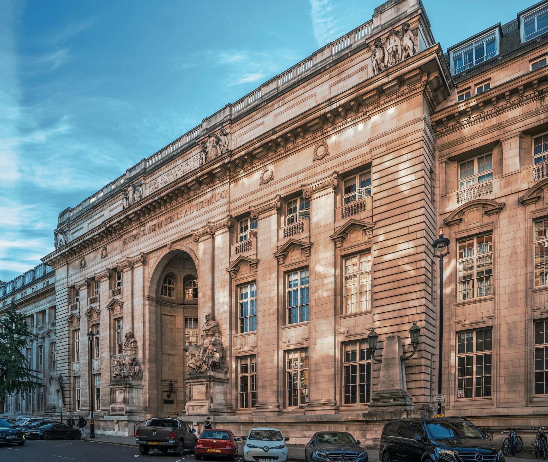 A large stone building on a sunny day. 