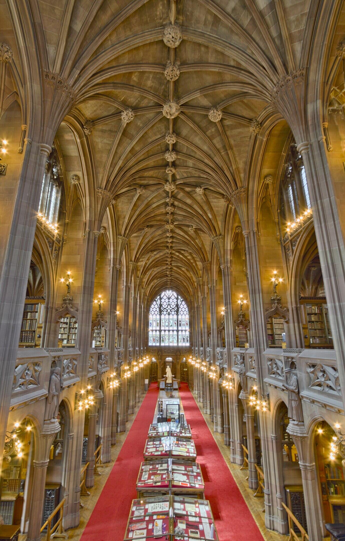 The interior of the John Rylands Library.