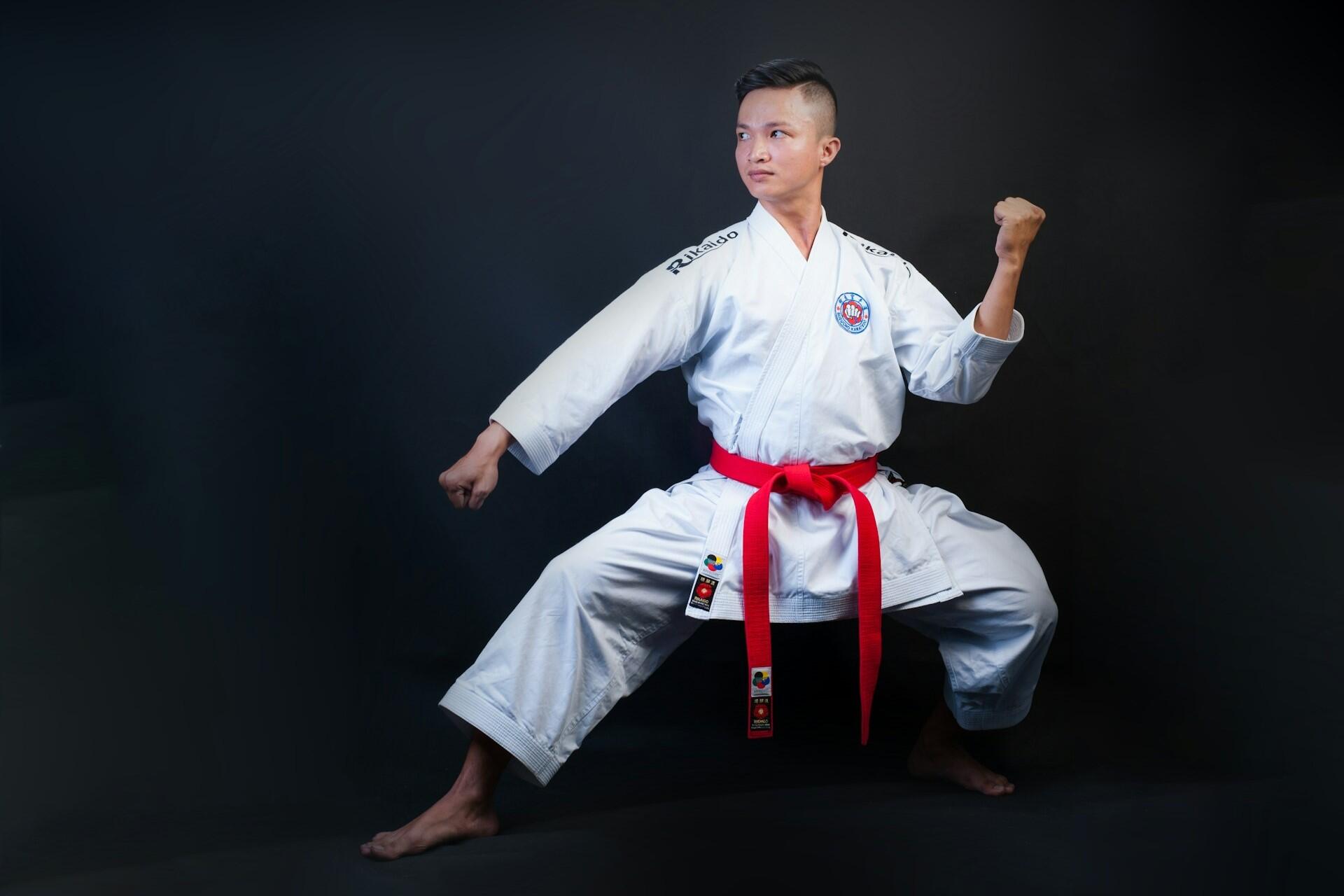 A person in a karate gi.