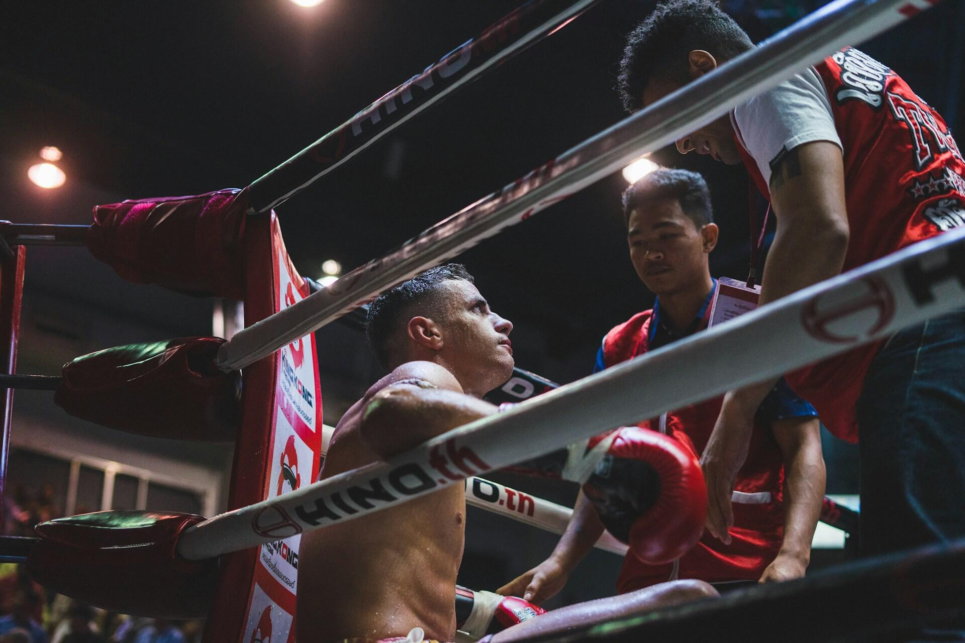 A person during a Muay Thai match.