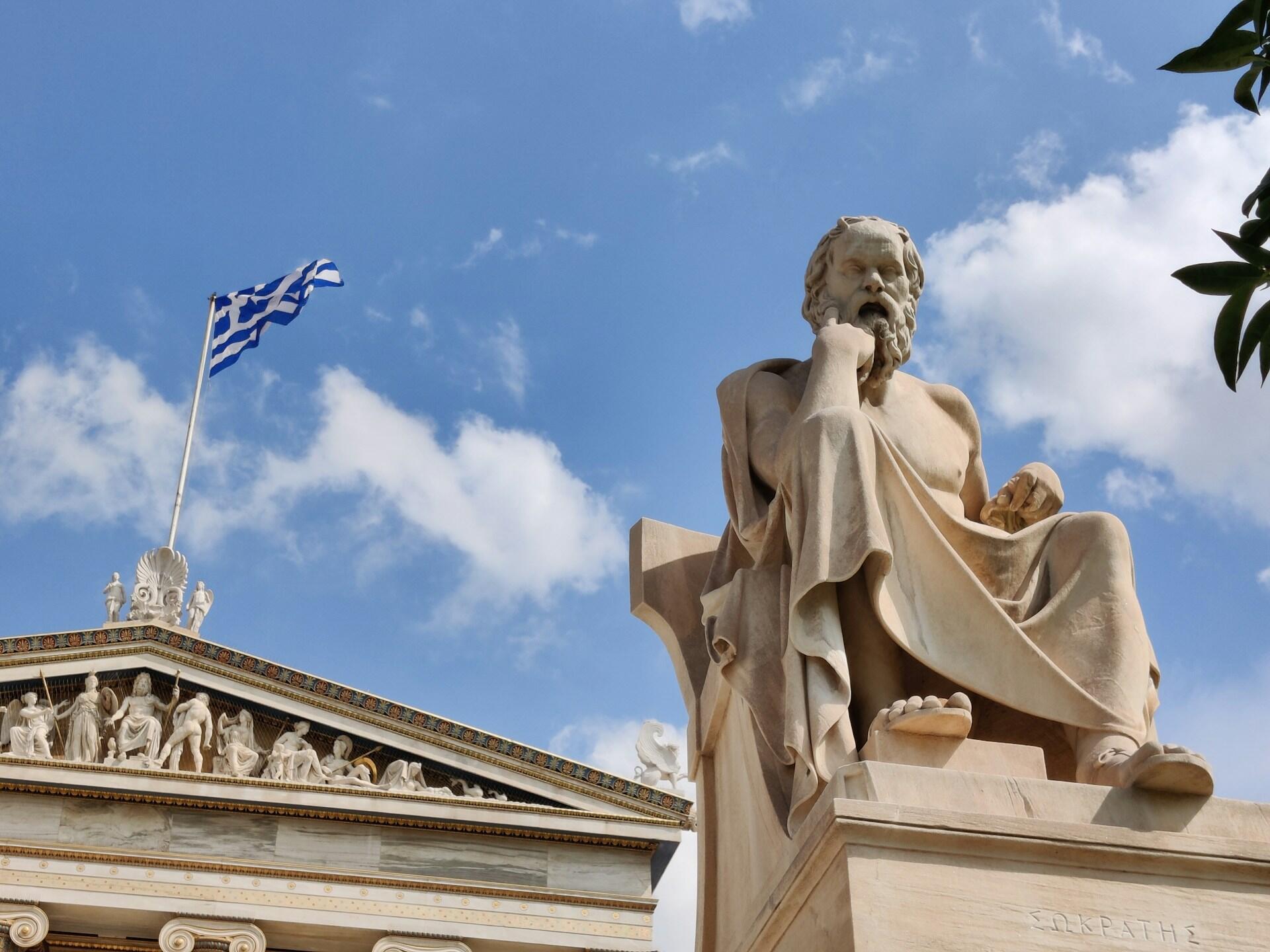 statue of a pensive Greek Philosopher