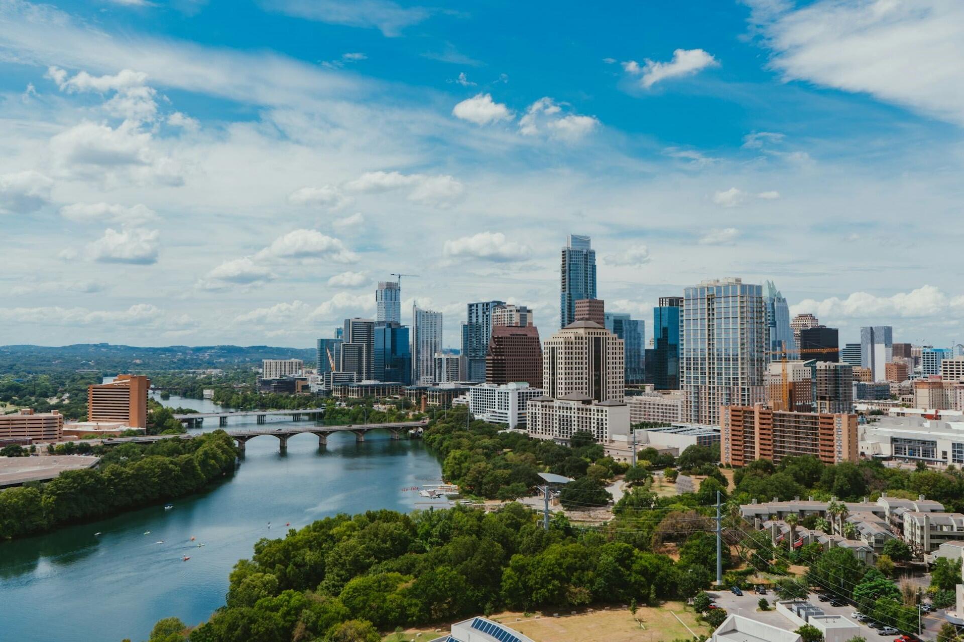A view over the skyline of Austin, Texas.