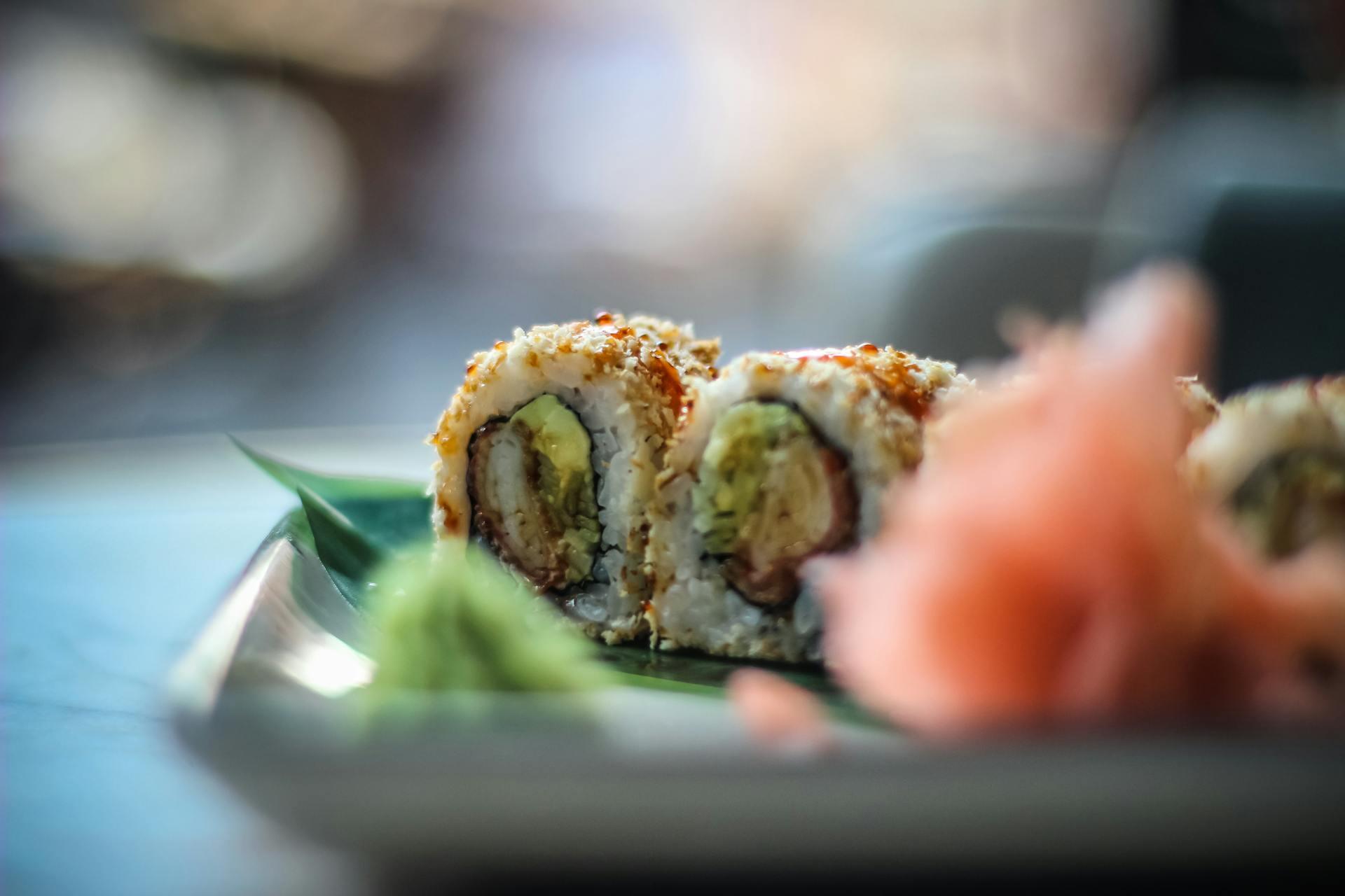 Photo of Uramaki sushi close up