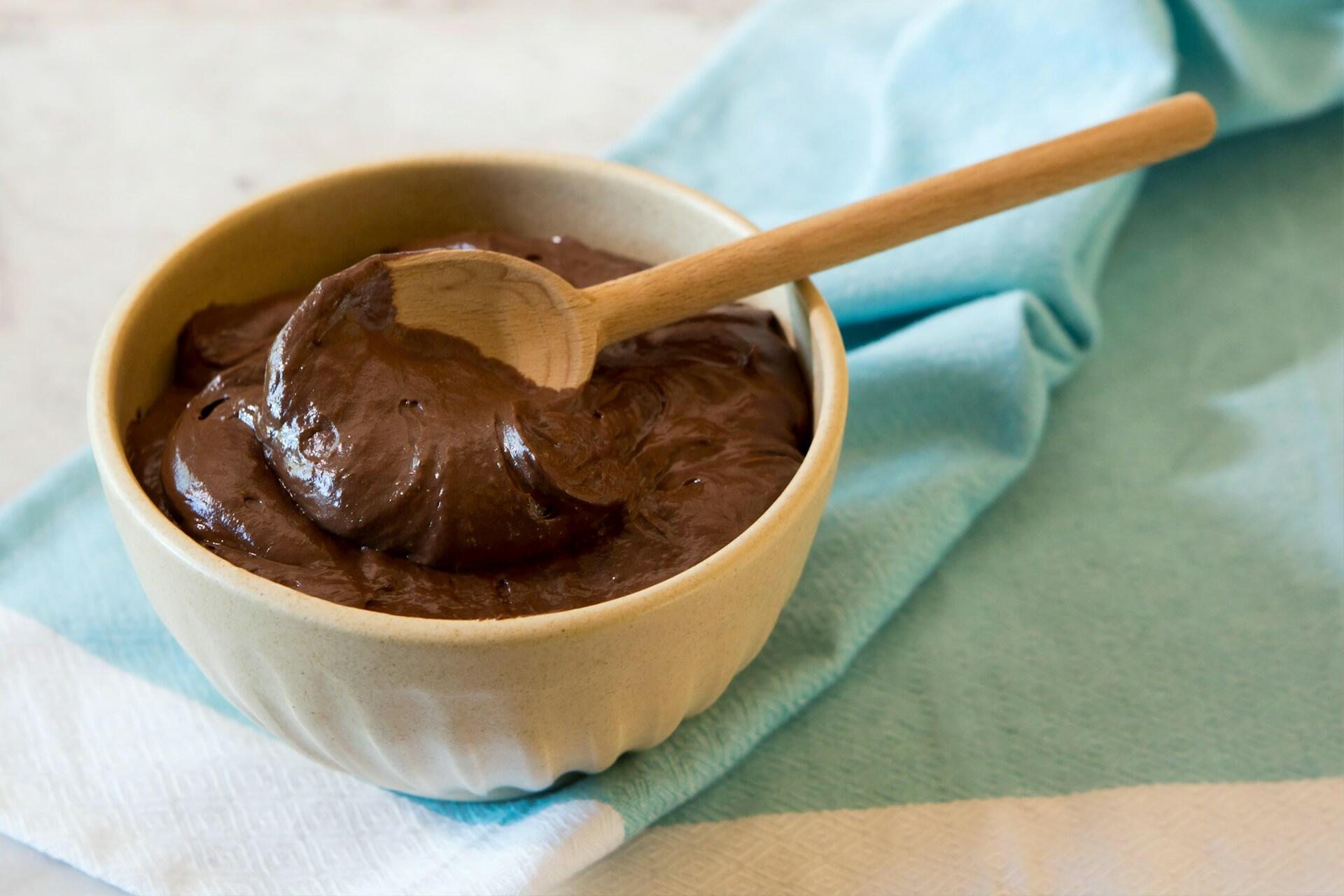 Chocolate mousse in a bowl.