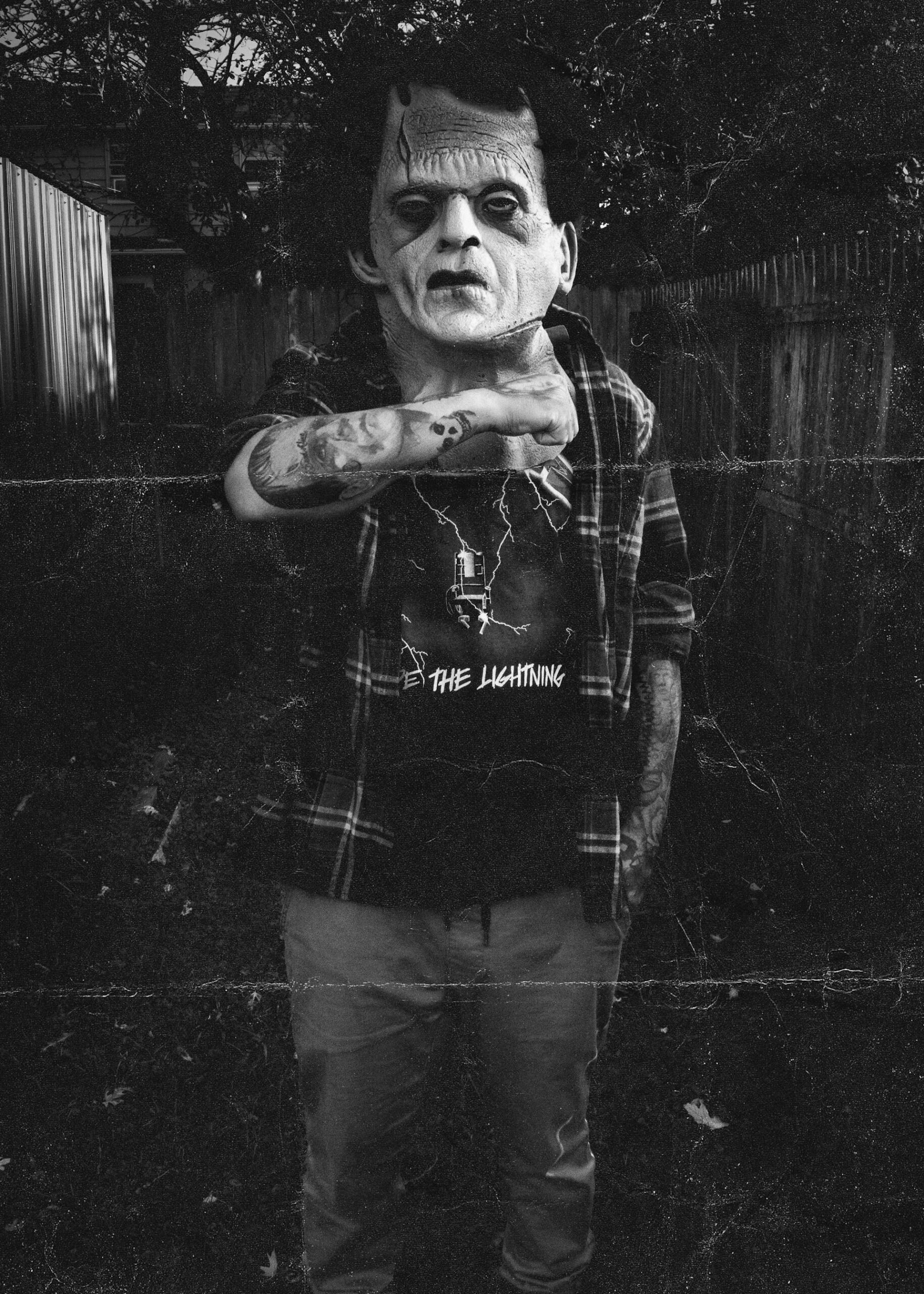 A person wearing a Frankenstein mask.