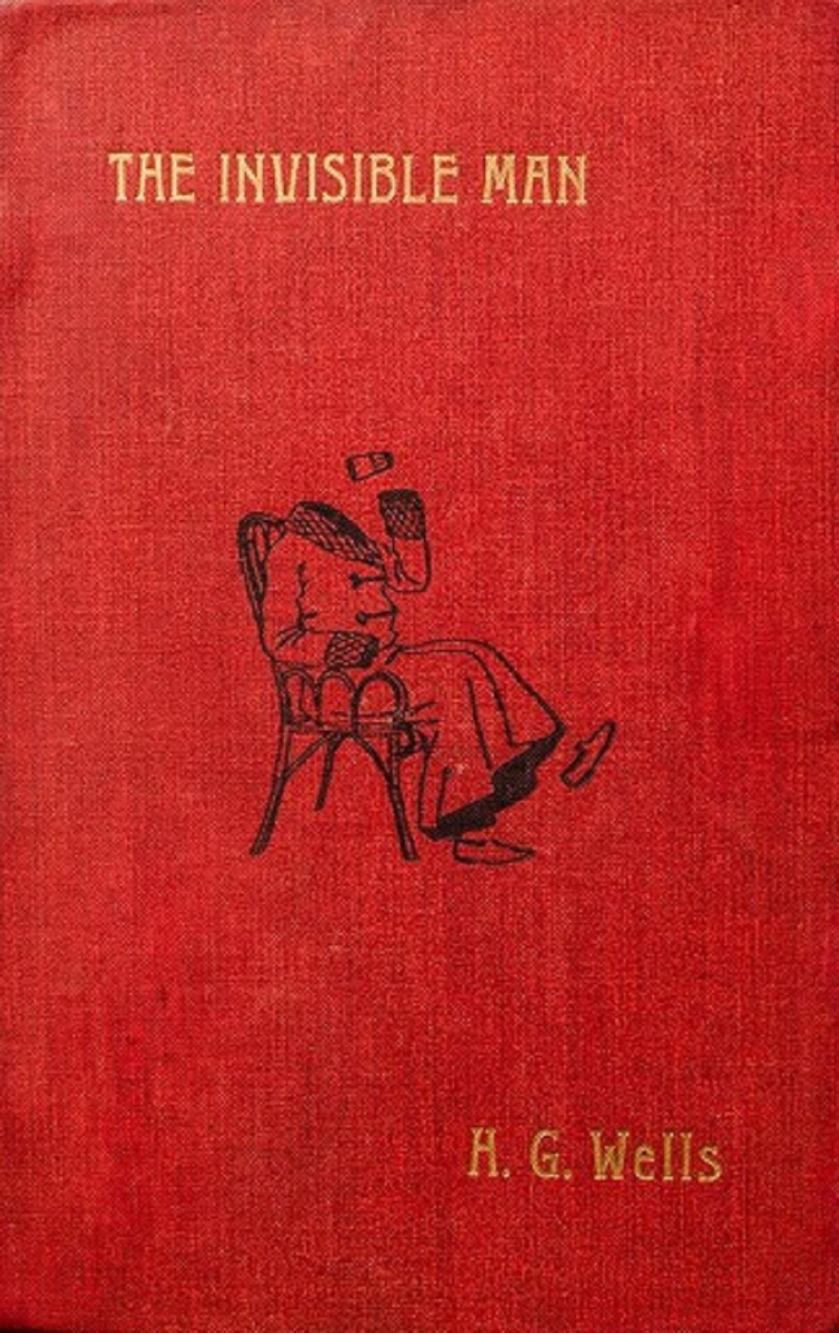 A bood with a red cover and the likeness of a human shape drawn in black.