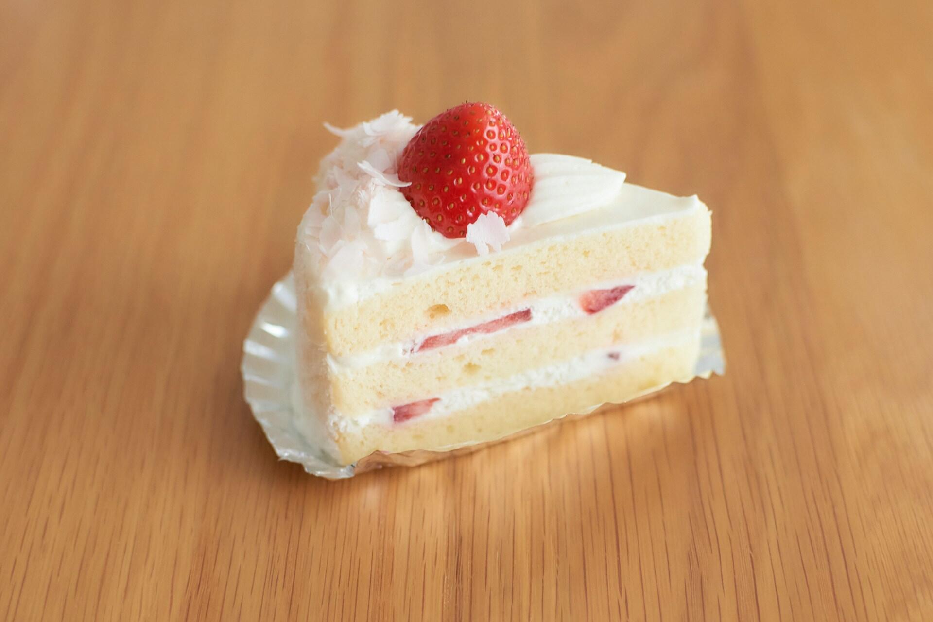 A slice of strawberry shortcake.