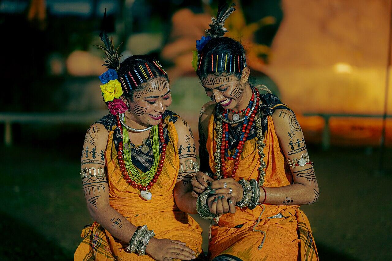 two women dressed in tribal clothing