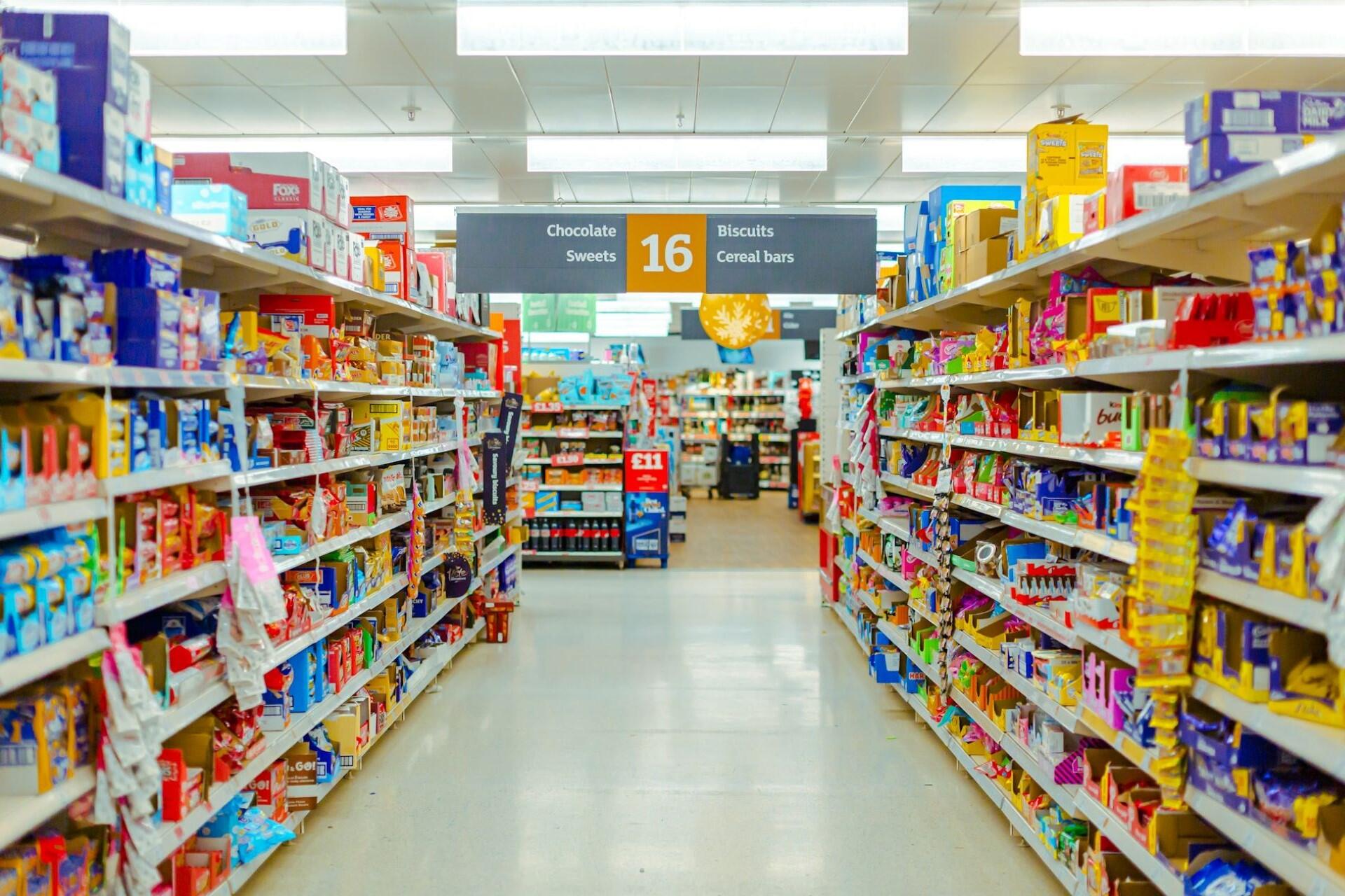 A supermarket aisle.