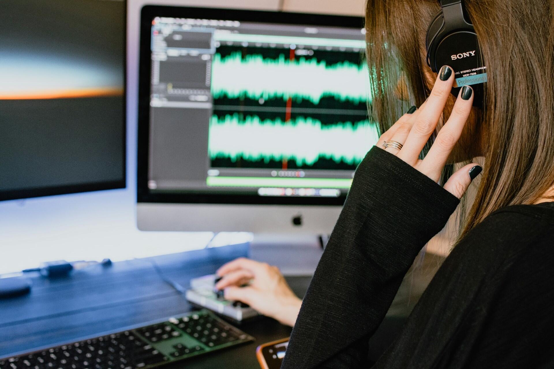 A person recording music.