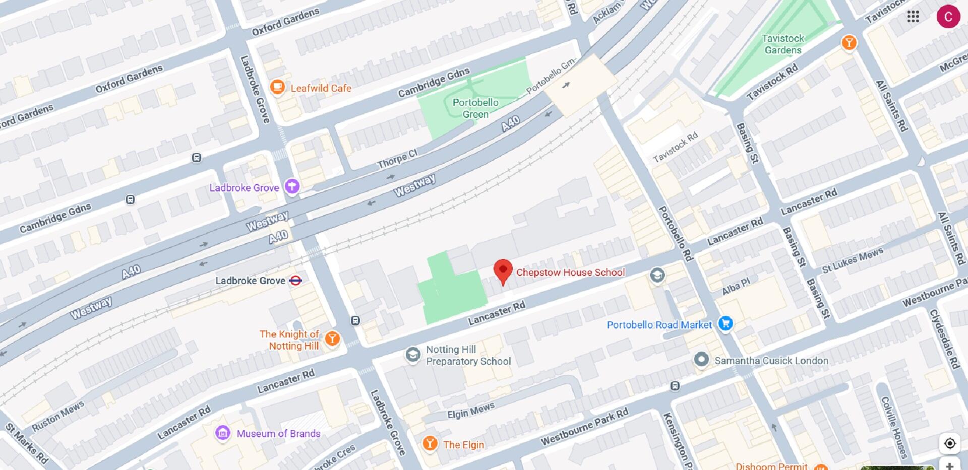 A London map with a red pin showing a location.