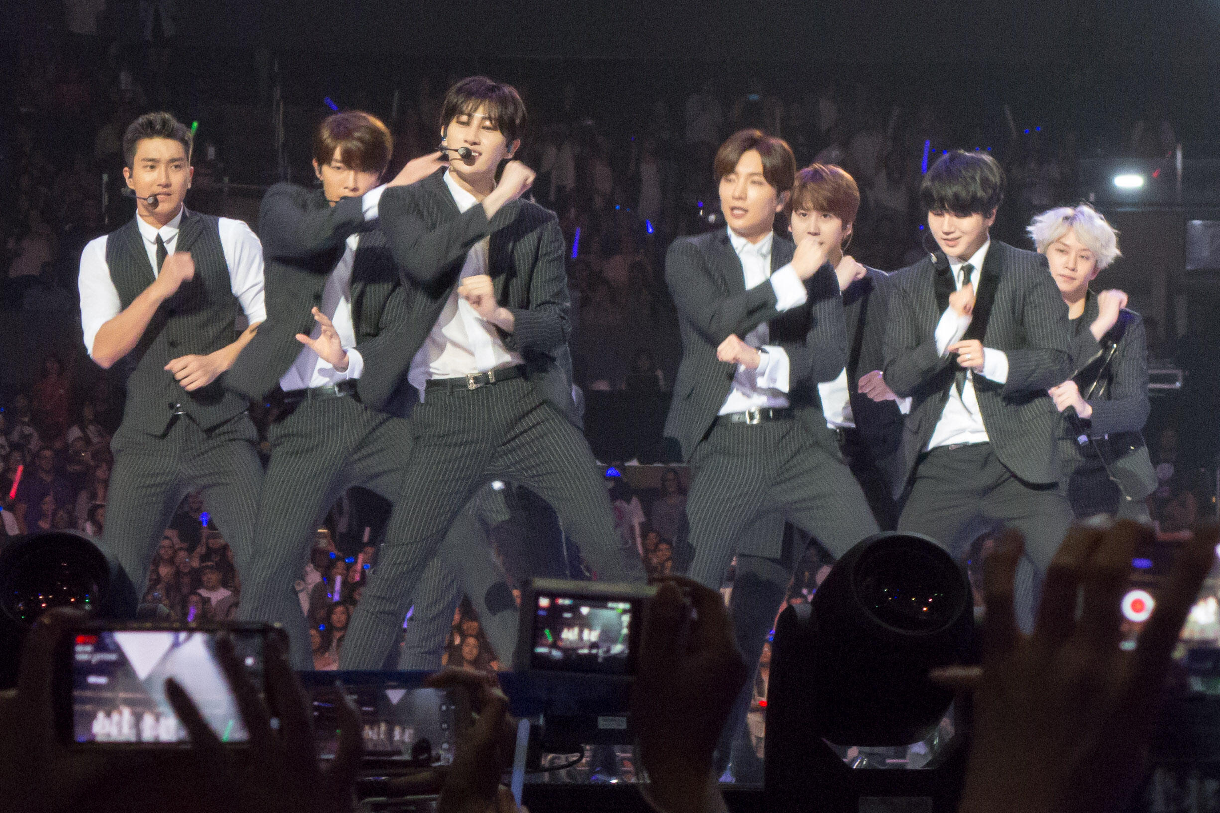 Super Junior performing at KCON in 2015.
