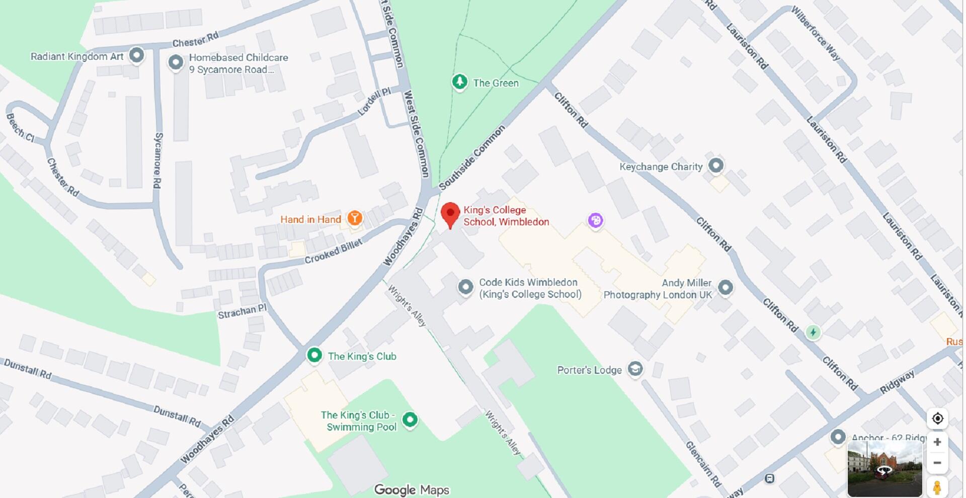 A London map showing a location in red.