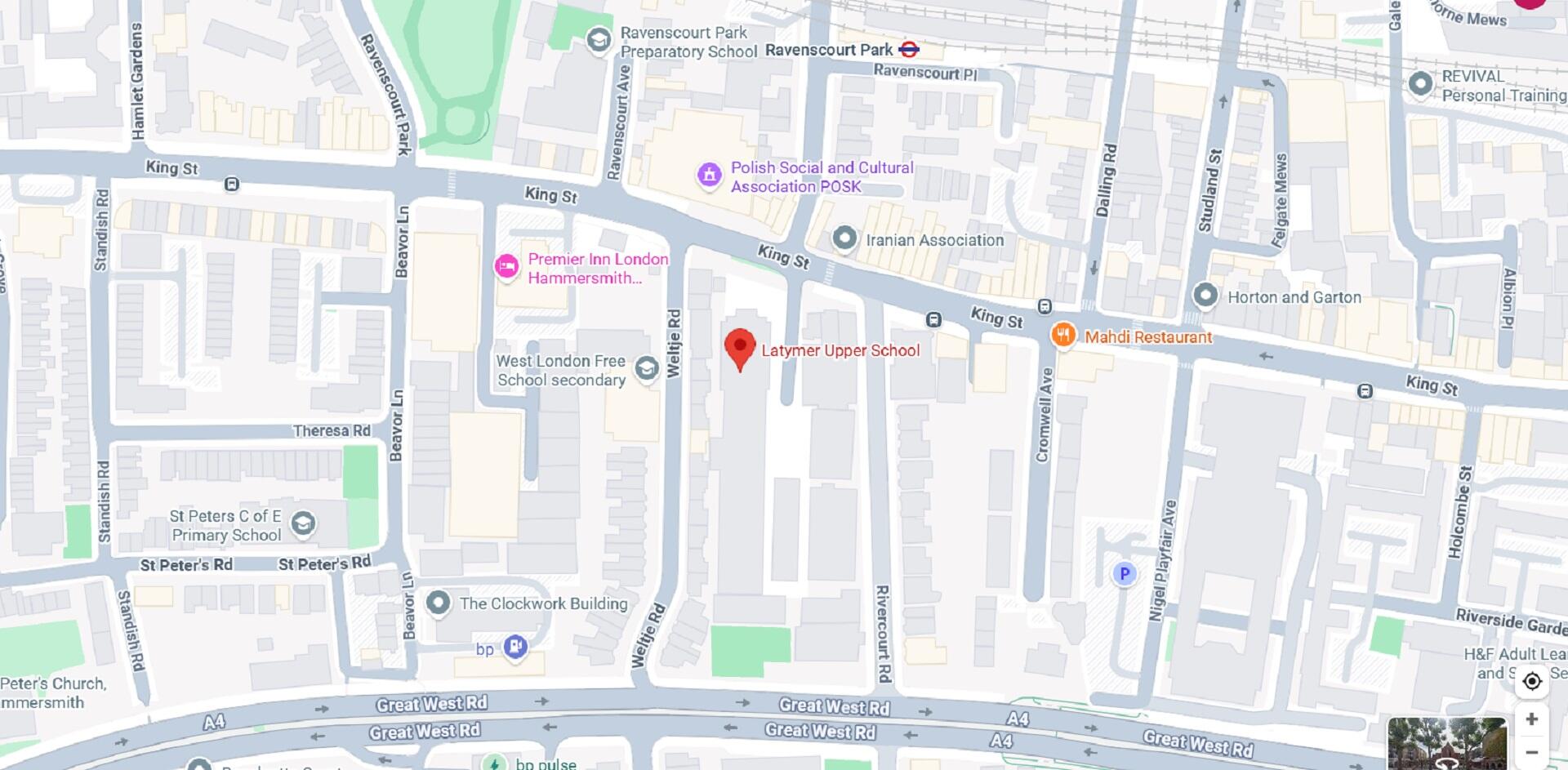 A London city map with a location marked.